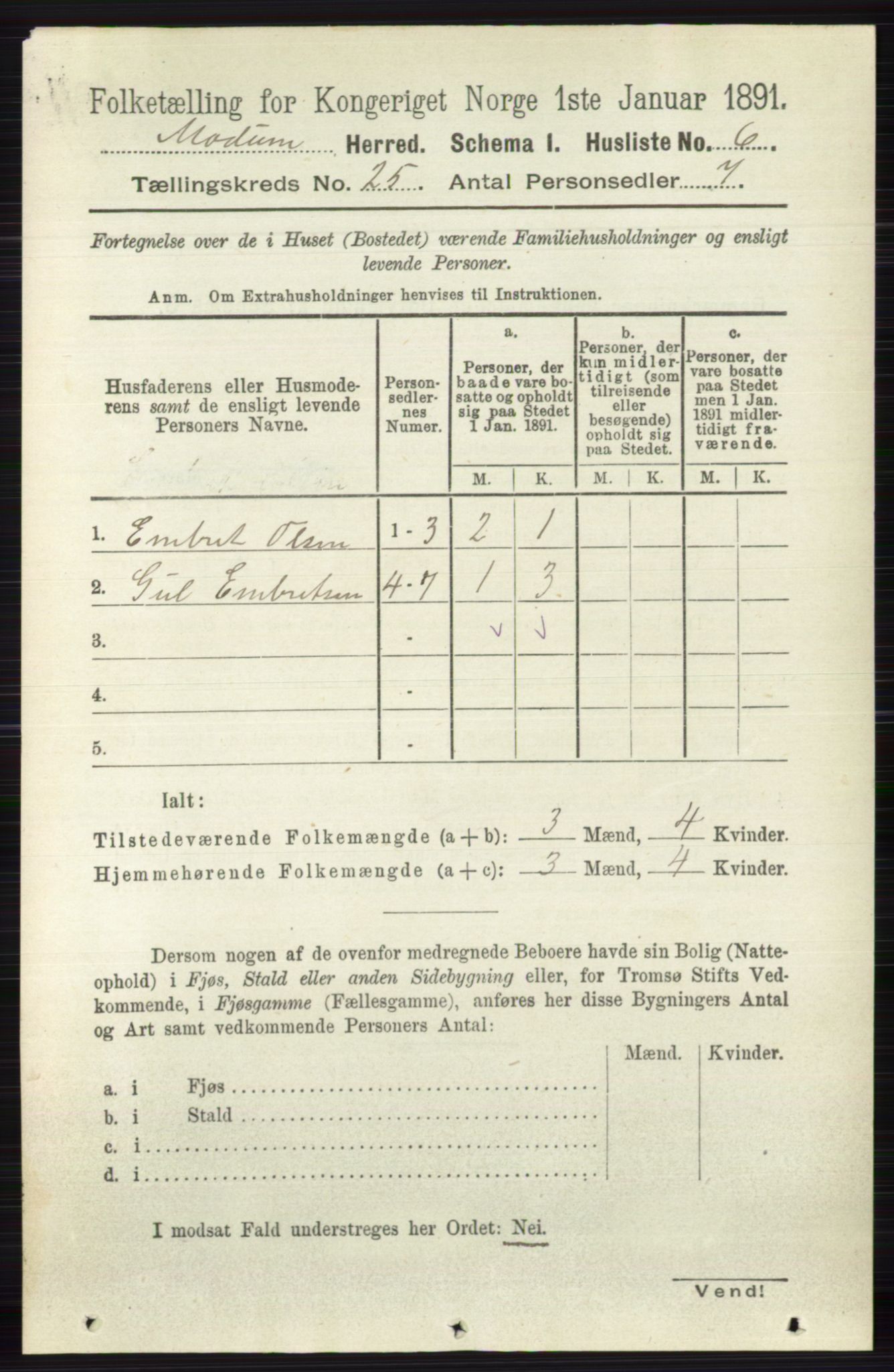 RA, 1891 census for 0623 Modum, 1891, p. 9000