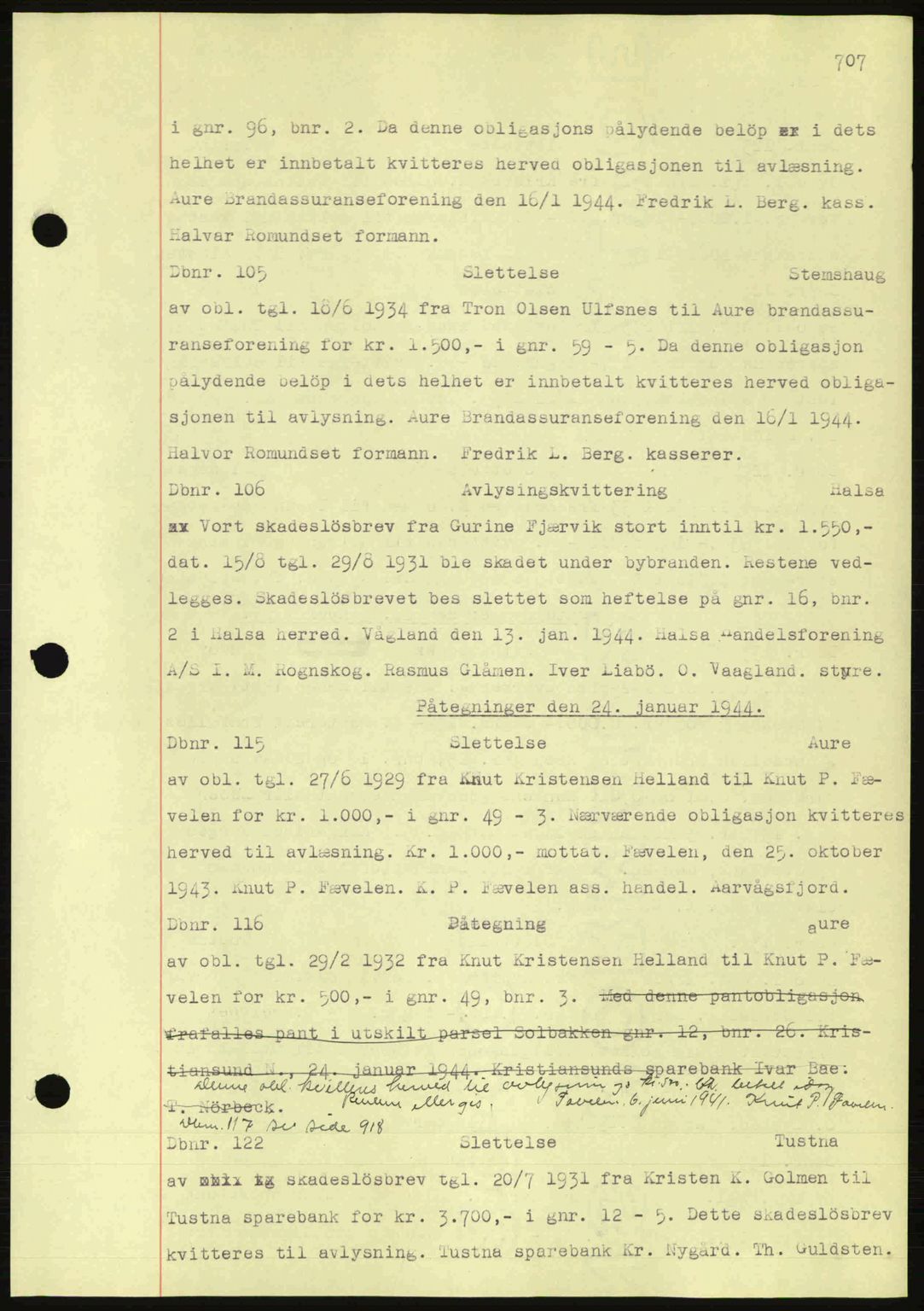 Nordmøre sorenskriveri, AV/SAT-A-4132/1/2/2Ca: Mortgage book no. C81, 1940-1945, Diary no: : 105/1944