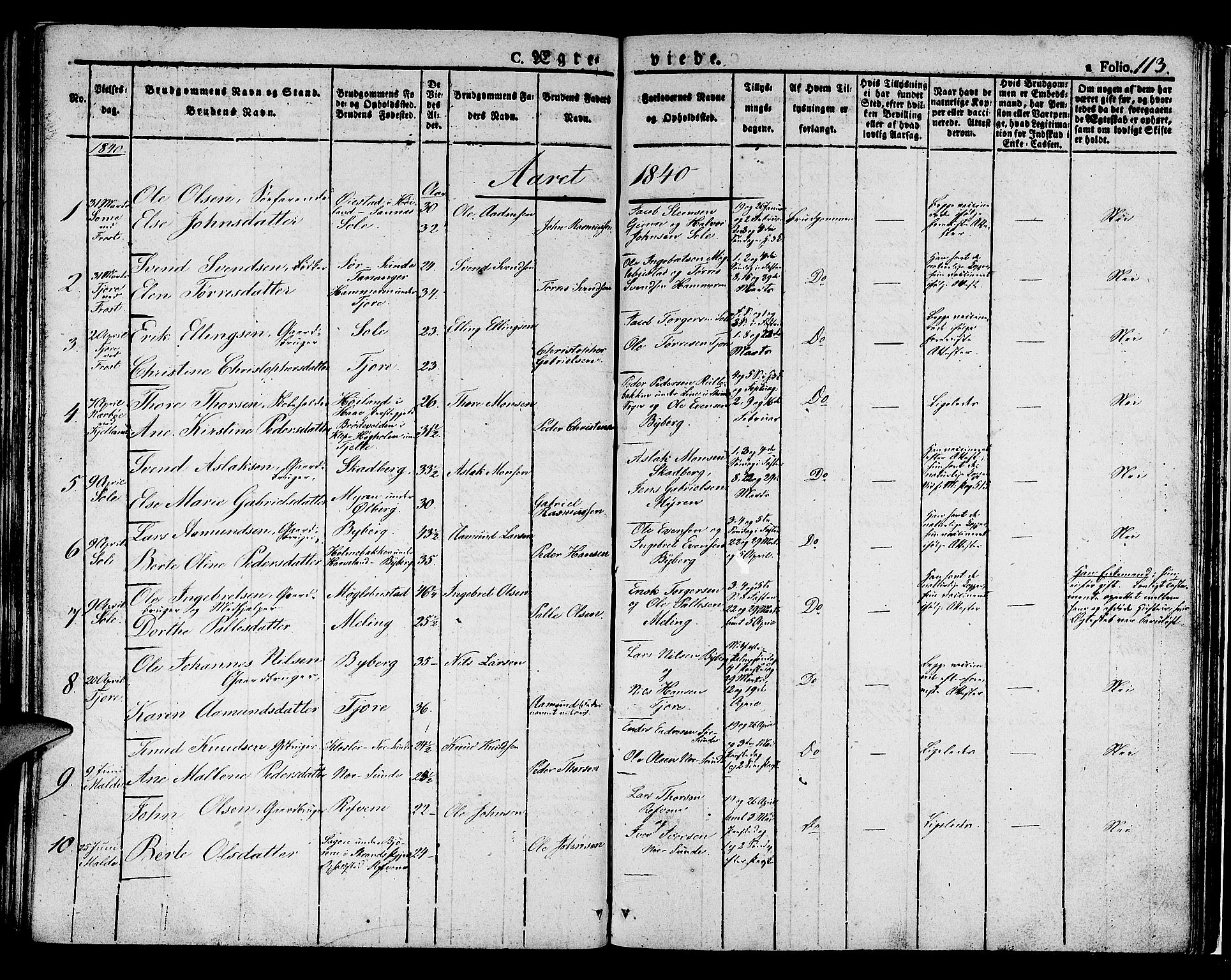 Håland sokneprestkontor, SAST/A-101802/001/30BA/L0005: Parish register (official) no. A 5, 1829-1841, p. 113