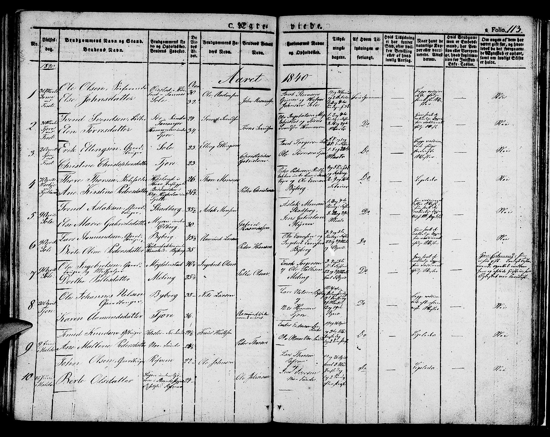 Håland sokneprestkontor, AV/SAST-A-101802/001/30BA/L0005: Parish register (official) no. A 5, 1829-1841, p. 113