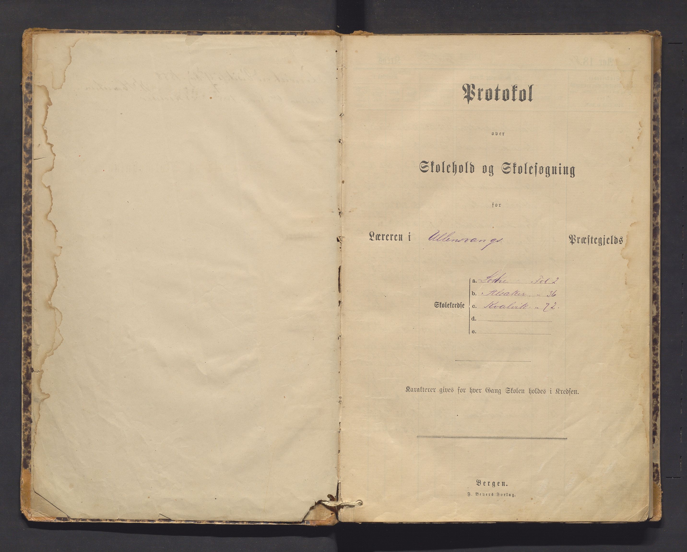 Kinsarvik kommune. Barneskulane , IKAH/1231a-231/F/Fa/L0001: Skuleprotokoll for Lote, Alsaker og Vines skular og Kvalvik krins, 1887-1919