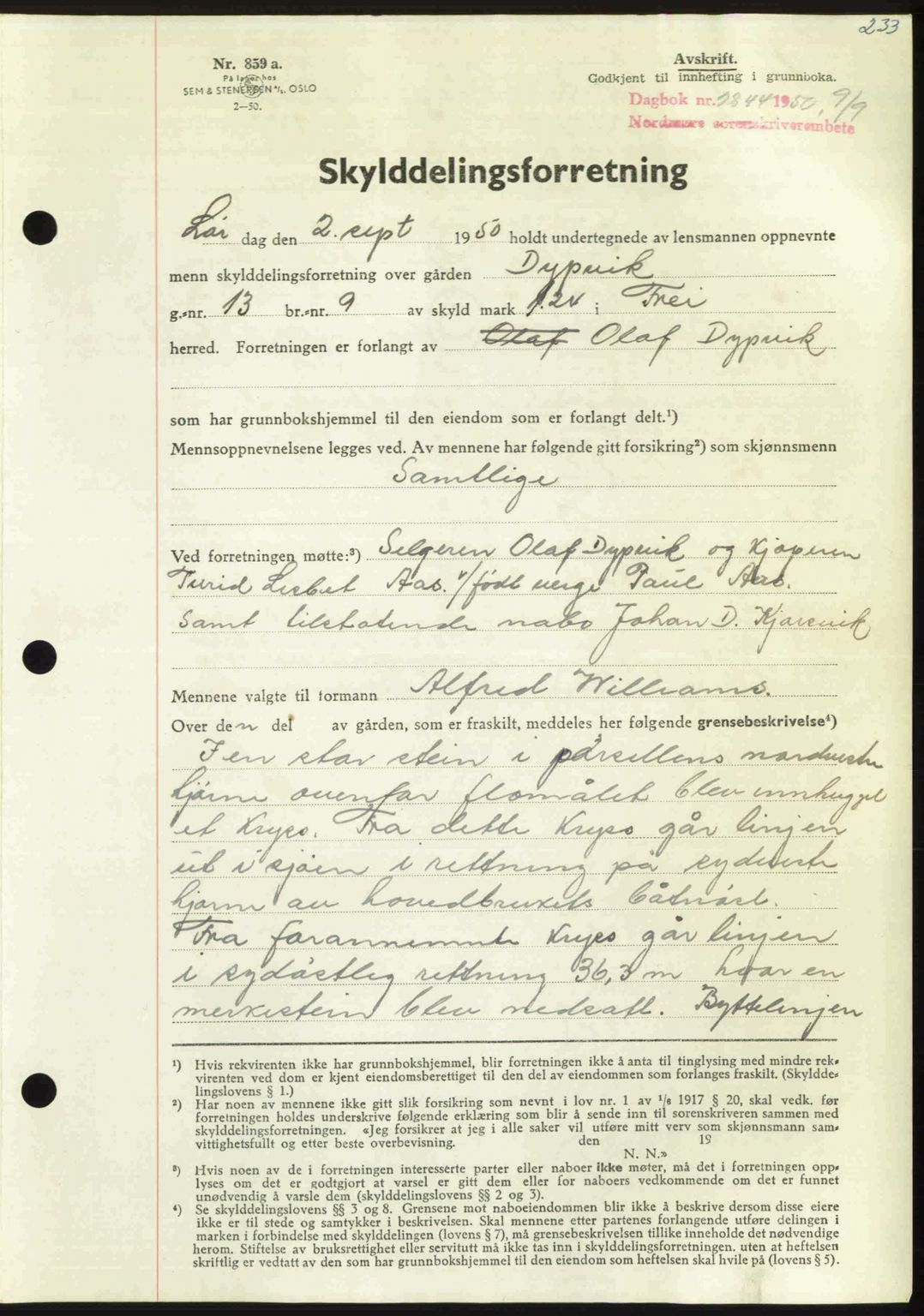 Nordmøre sorenskriveri, AV/SAT-A-4132/1/2/2Ca: Mortgage book no. A116, 1950-1950, Diary no: : 2844/1950