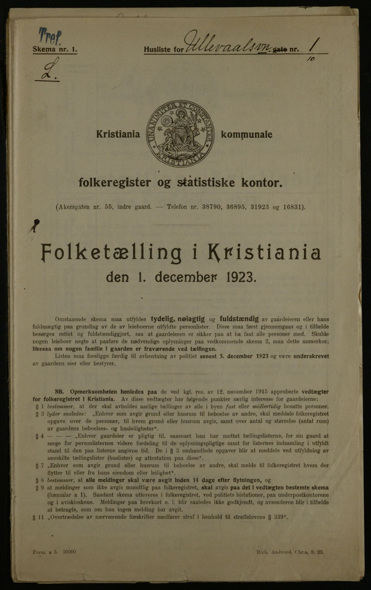 OBA, Municipal Census 1923 for Kristiania, 1923, p. 131324