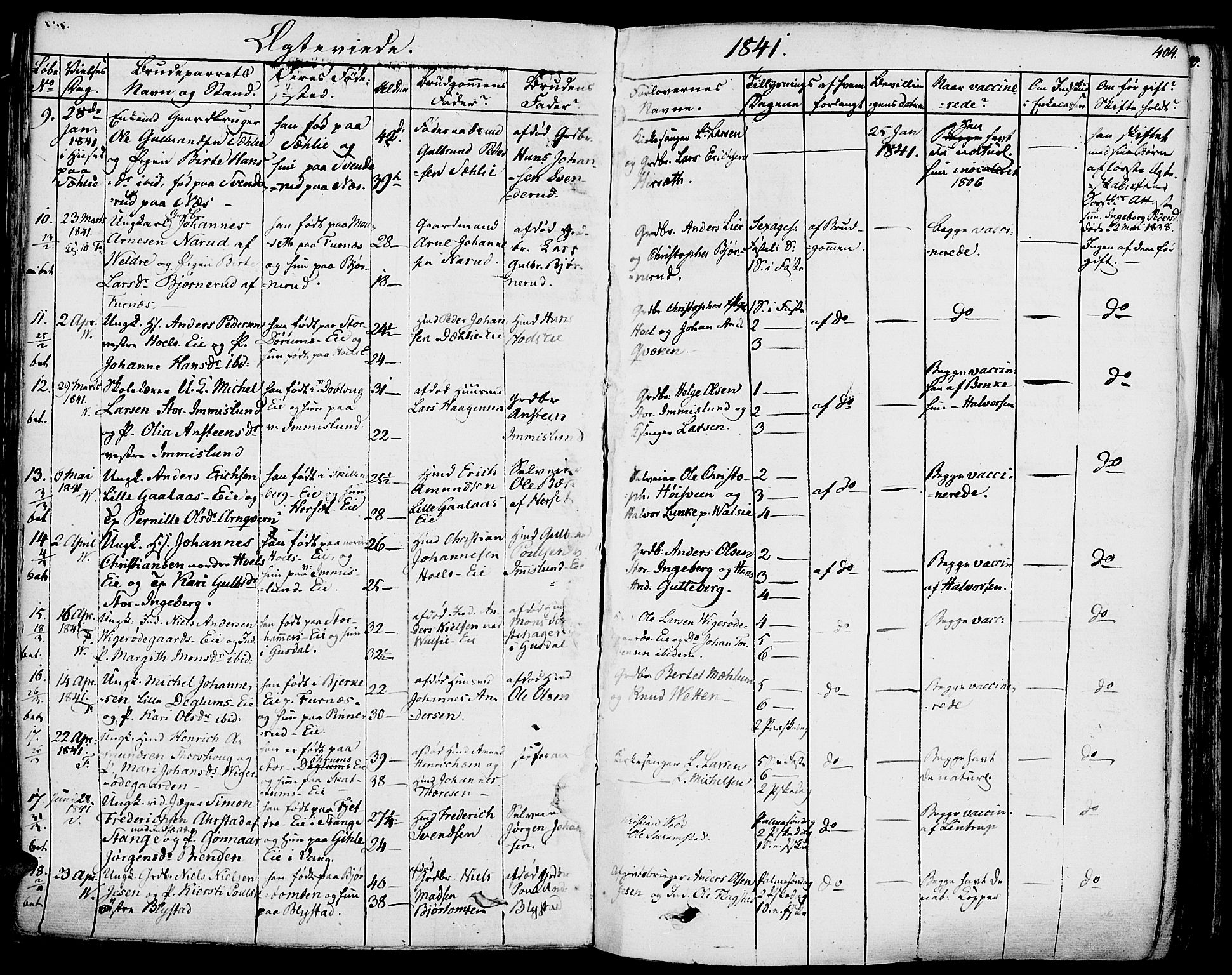 Vang prestekontor, Hedmark, SAH/PREST-008/H/Ha/Haa/L0009: Parish register (official) no. 9, 1826-1841, p. 404