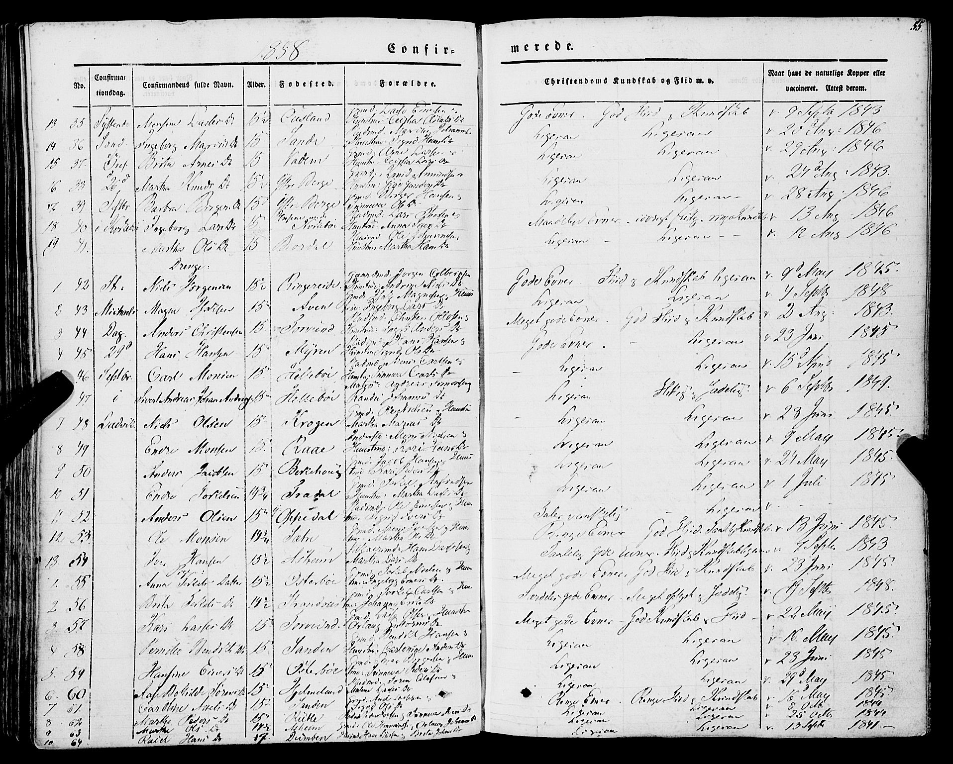 Lavik sokneprestembete, AV/SAB-A-80901: Parish register (official) no. A 3, 1843-1863, p. 55