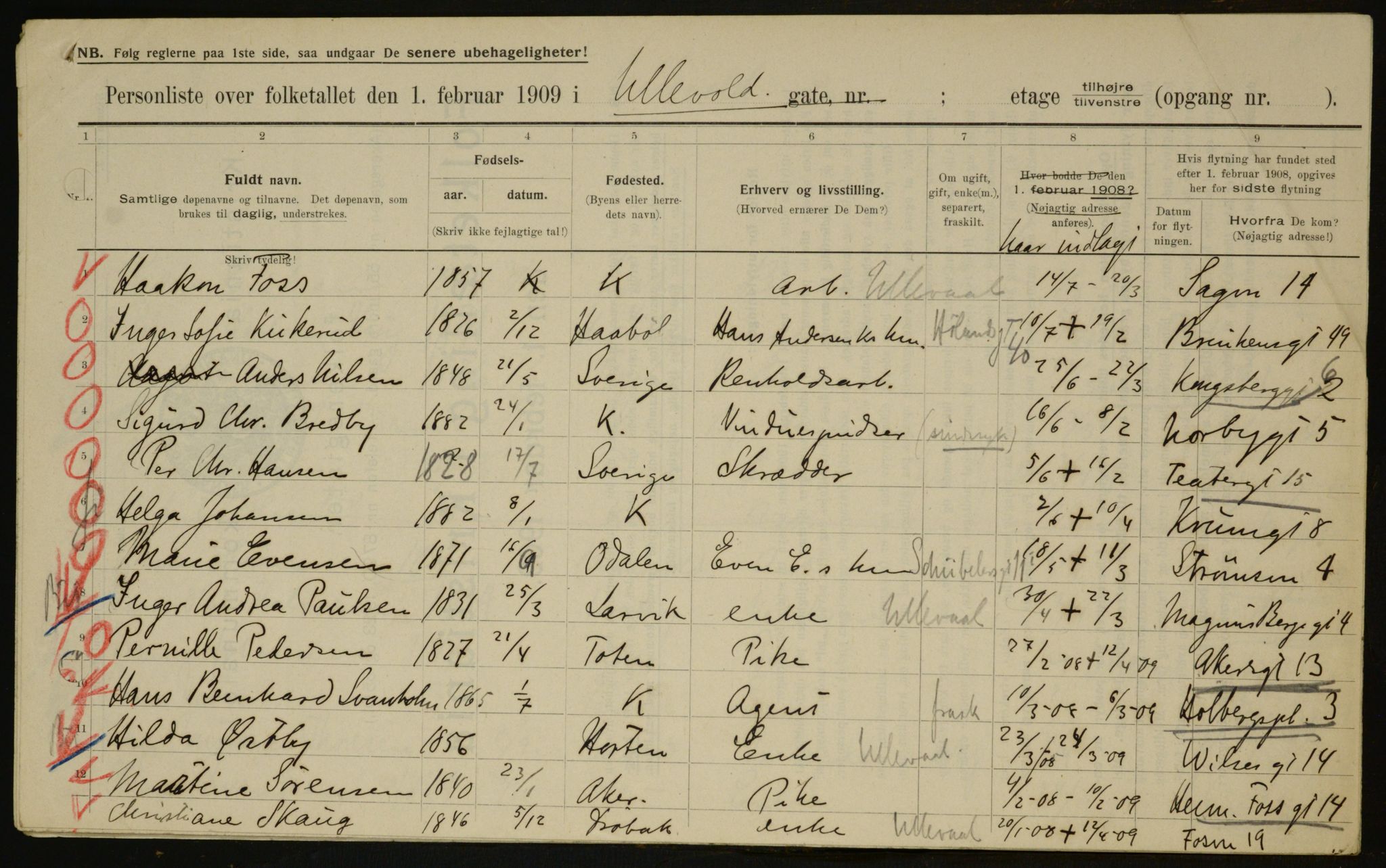 OBA, Municipal Census 1909 for Kristiania, 1909, p. 108562