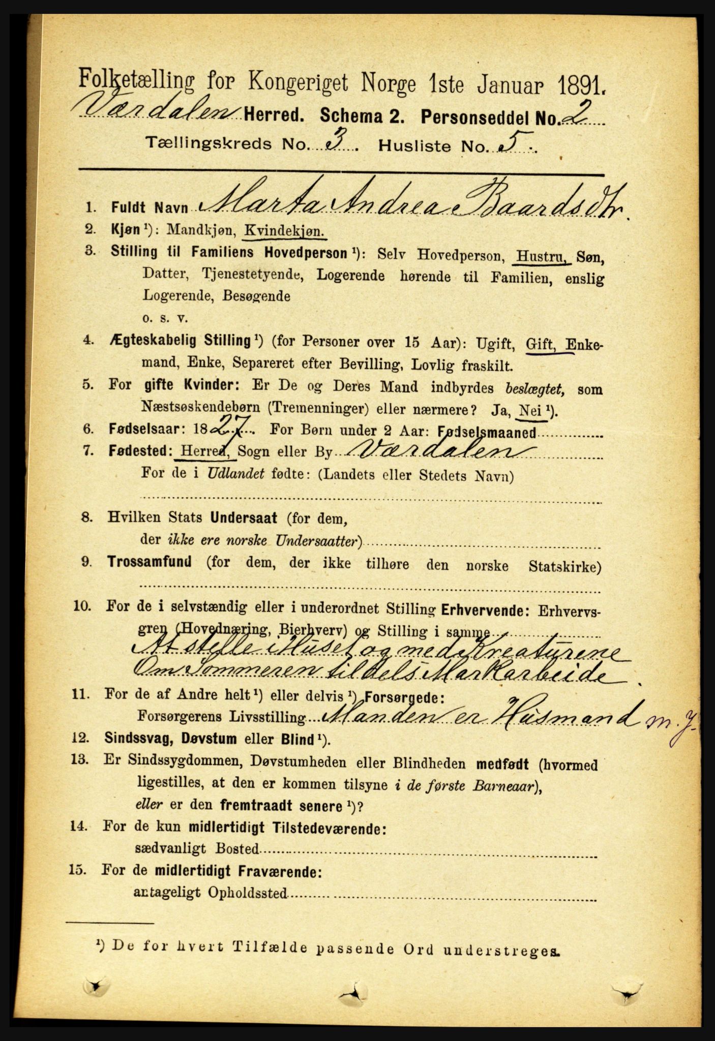 RA, 1891 census for 1721 Verdal, 1891, p. 1797