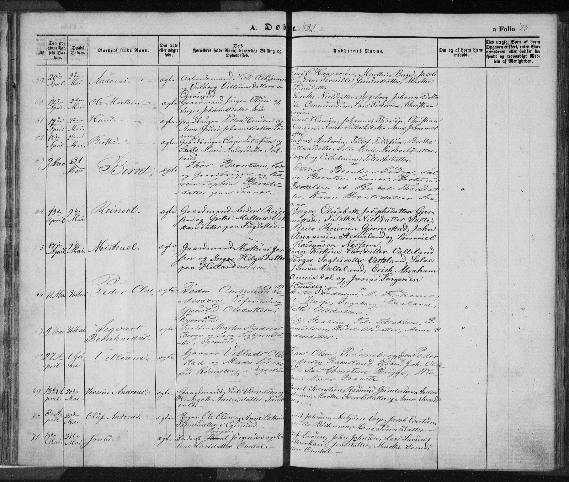 Eigersund sokneprestkontor, AV/SAST-A-101807/S08/L0012: Parish register (official) no. A 12.1, 1850-1865, p. 23