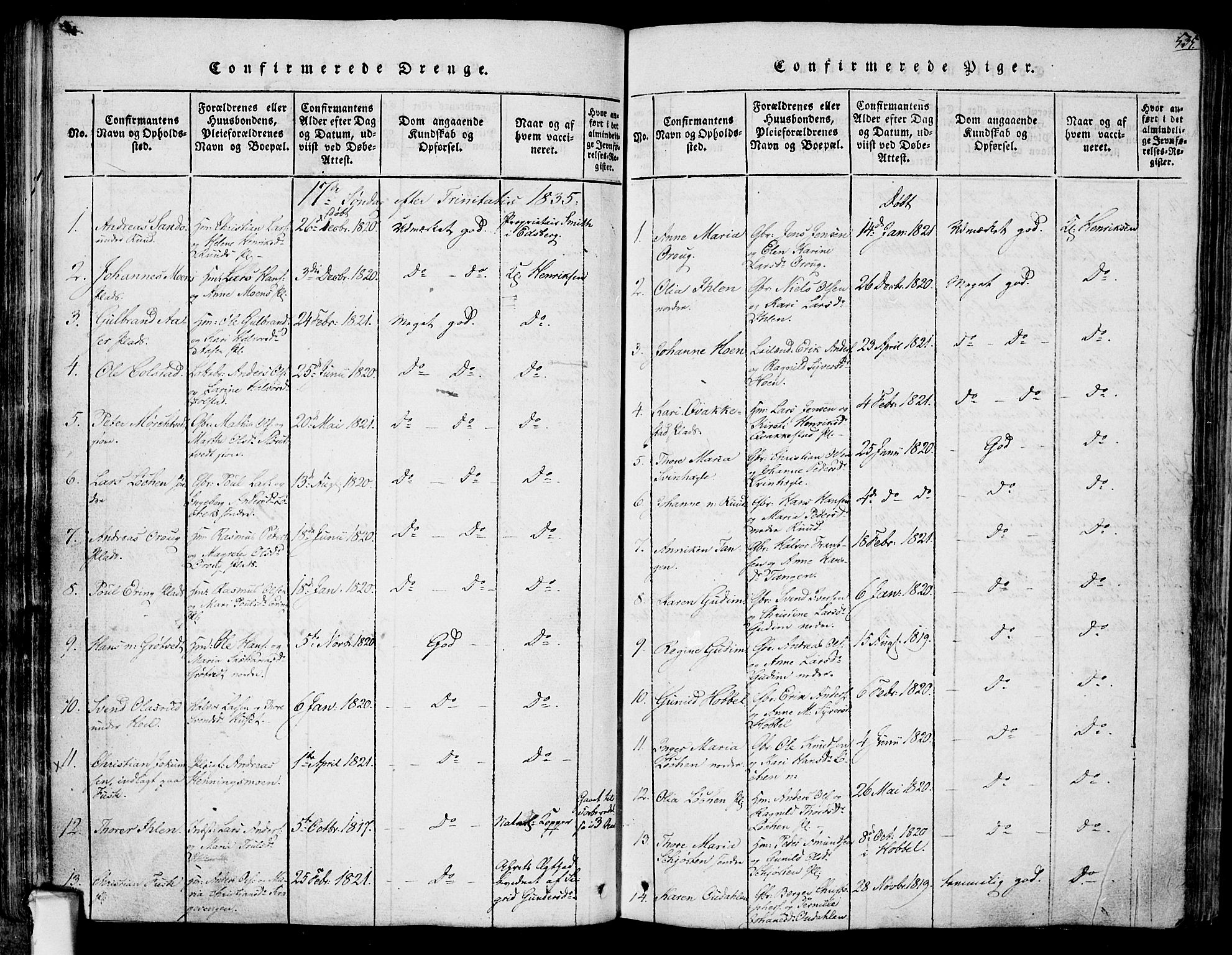 Askim prestekontor Kirkebøker, AV/SAO-A-10900/F/Fa/L0004: Parish register (official) no. 4, 1817-1846, p. 534-535