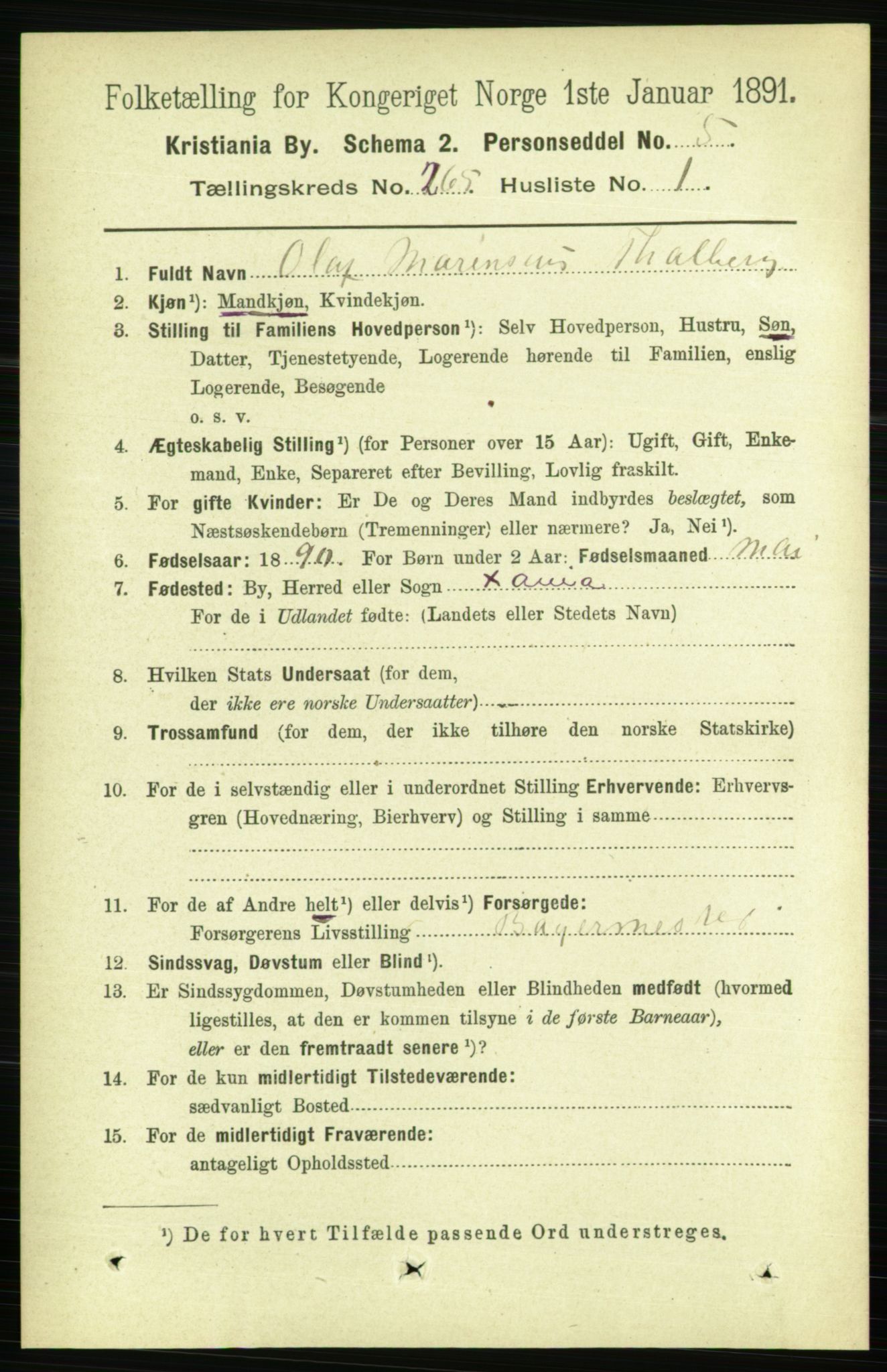 RA, 1891 census for 0301 Kristiania, 1891, p. 160934