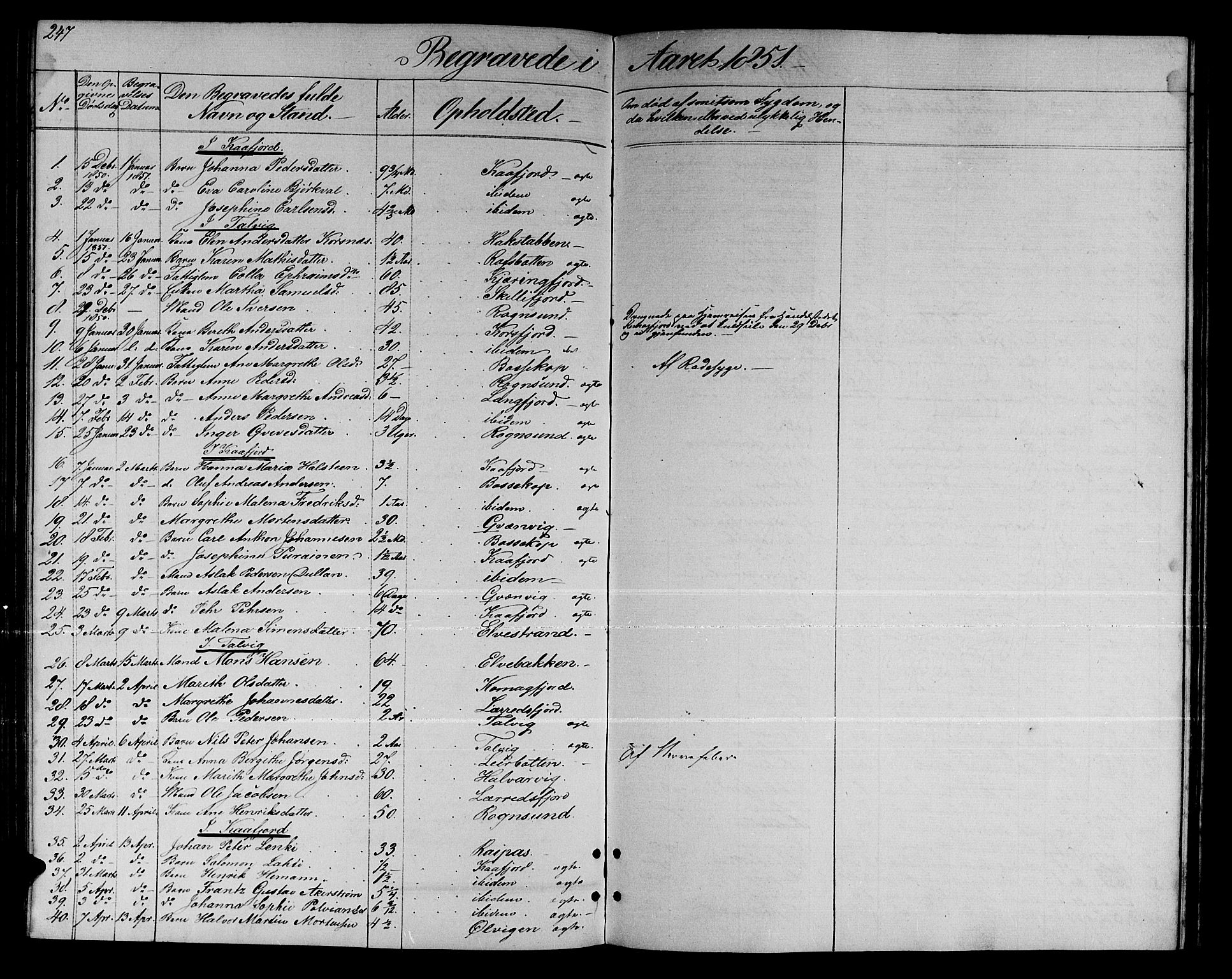 Talvik sokneprestkontor, SATØ/S-1337/H/Hb/L0001klokker: Parish register (copy) no. 1, 1847-1863, p. 247