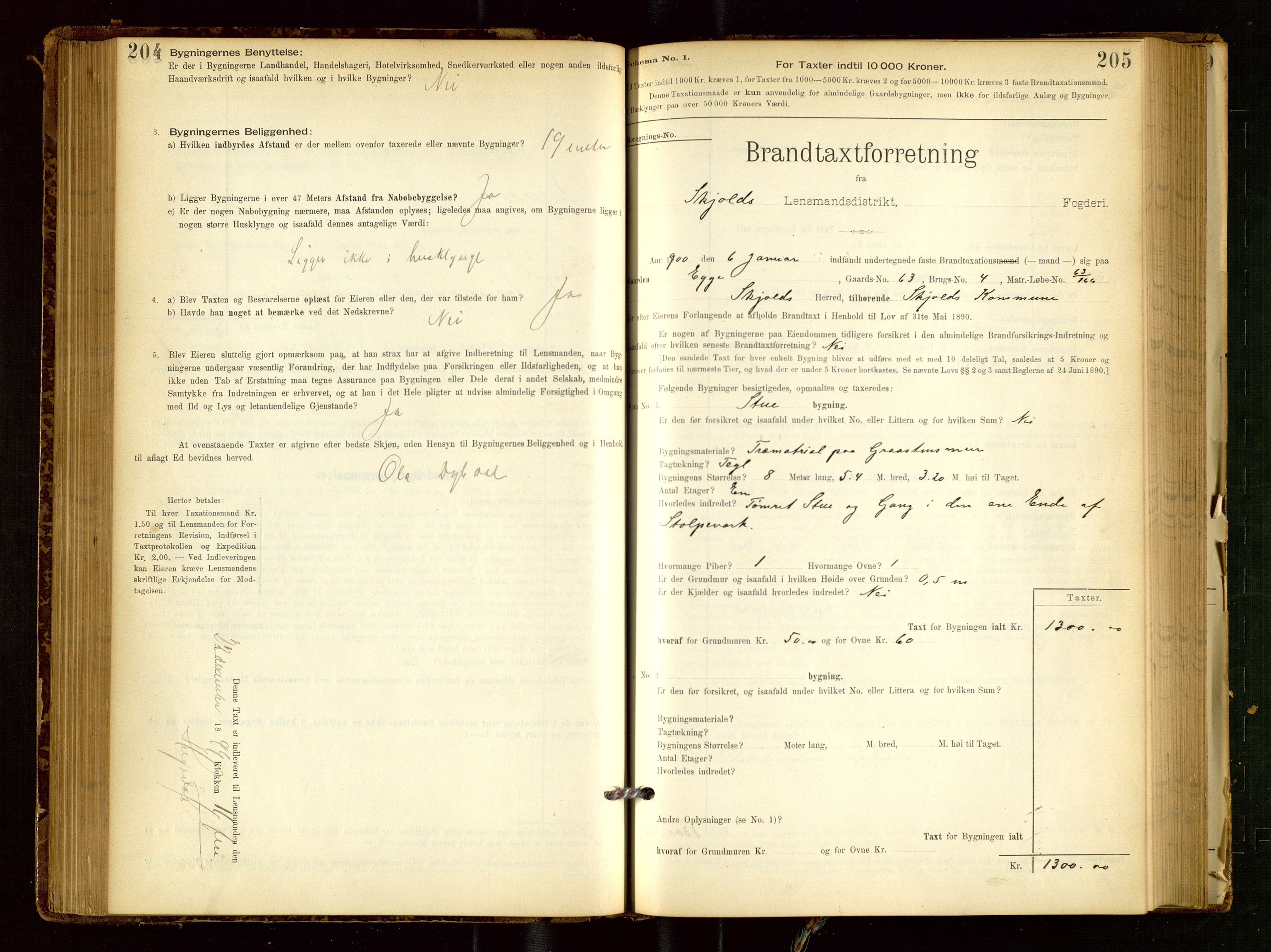 Skjold lensmannskontor, SAST/A-100182/Gob/L0001: "Brandtaxationsprotokol for Skjold Lensmandsdistrikt Ryfylke Fogderi", 1894-1939, p. 204-205