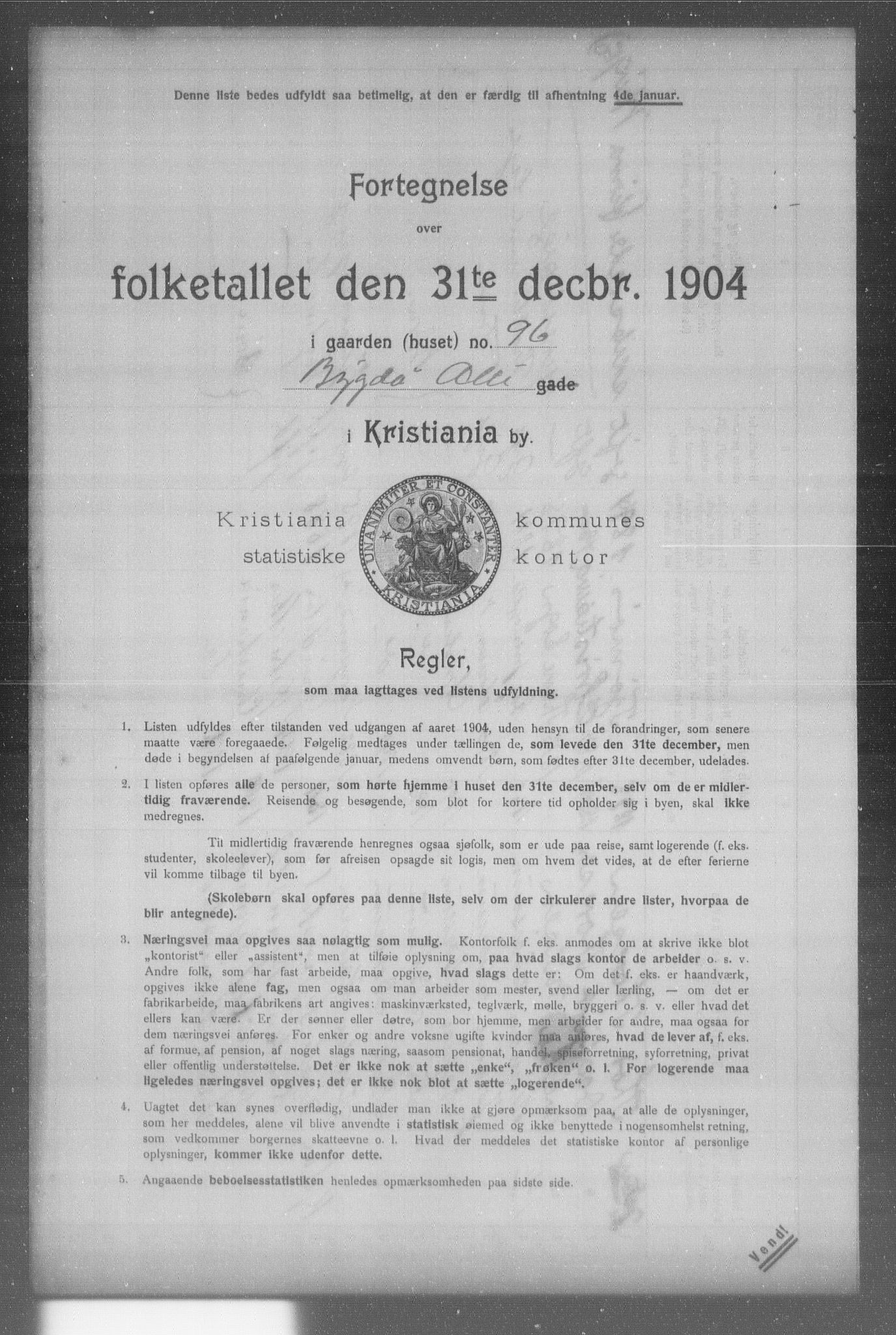 OBA, Municipal Census 1904 for Kristiania, 1904, p. 2323