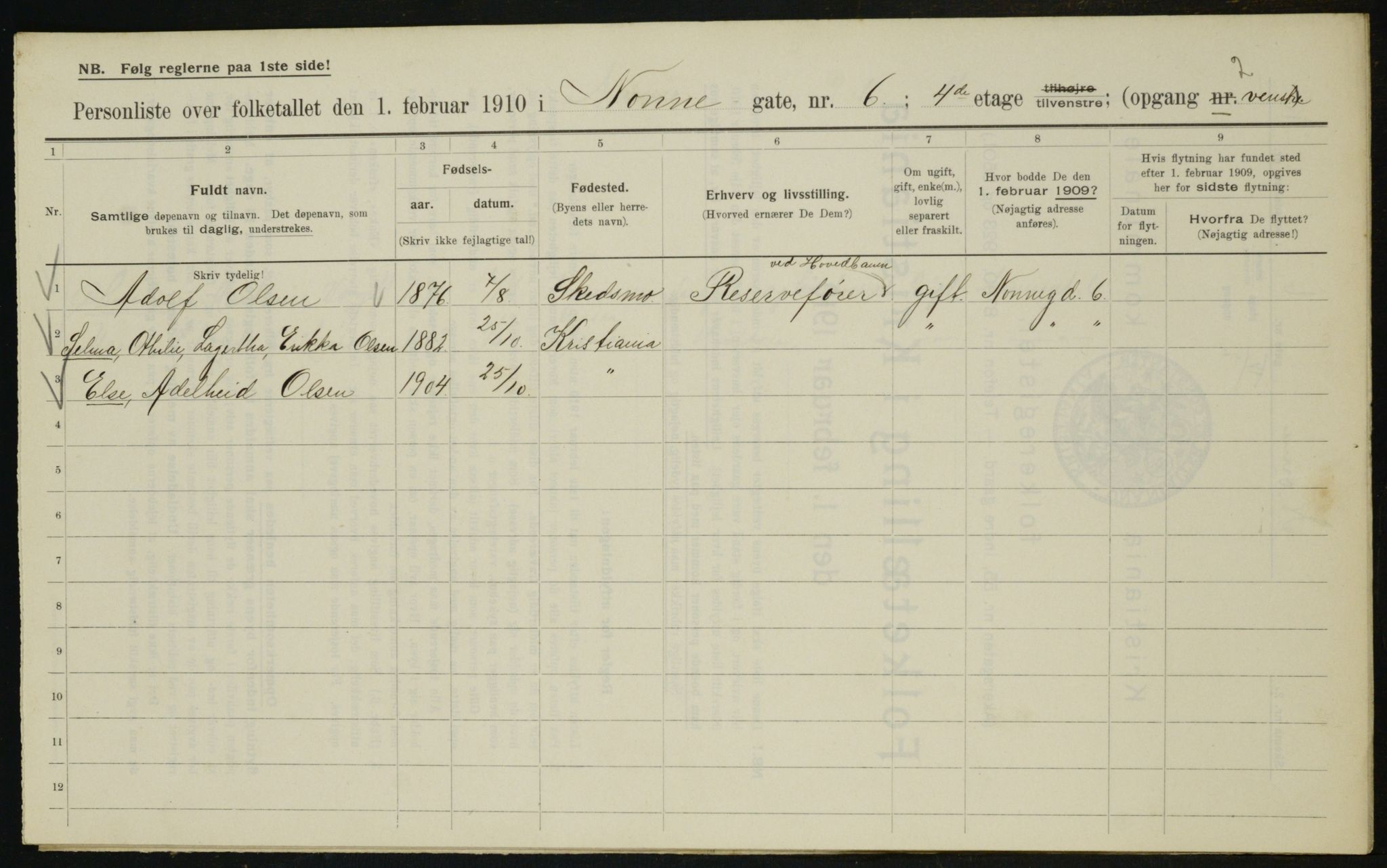 OBA, Municipal Census 1910 for Kristiania, 1910, p. 68935