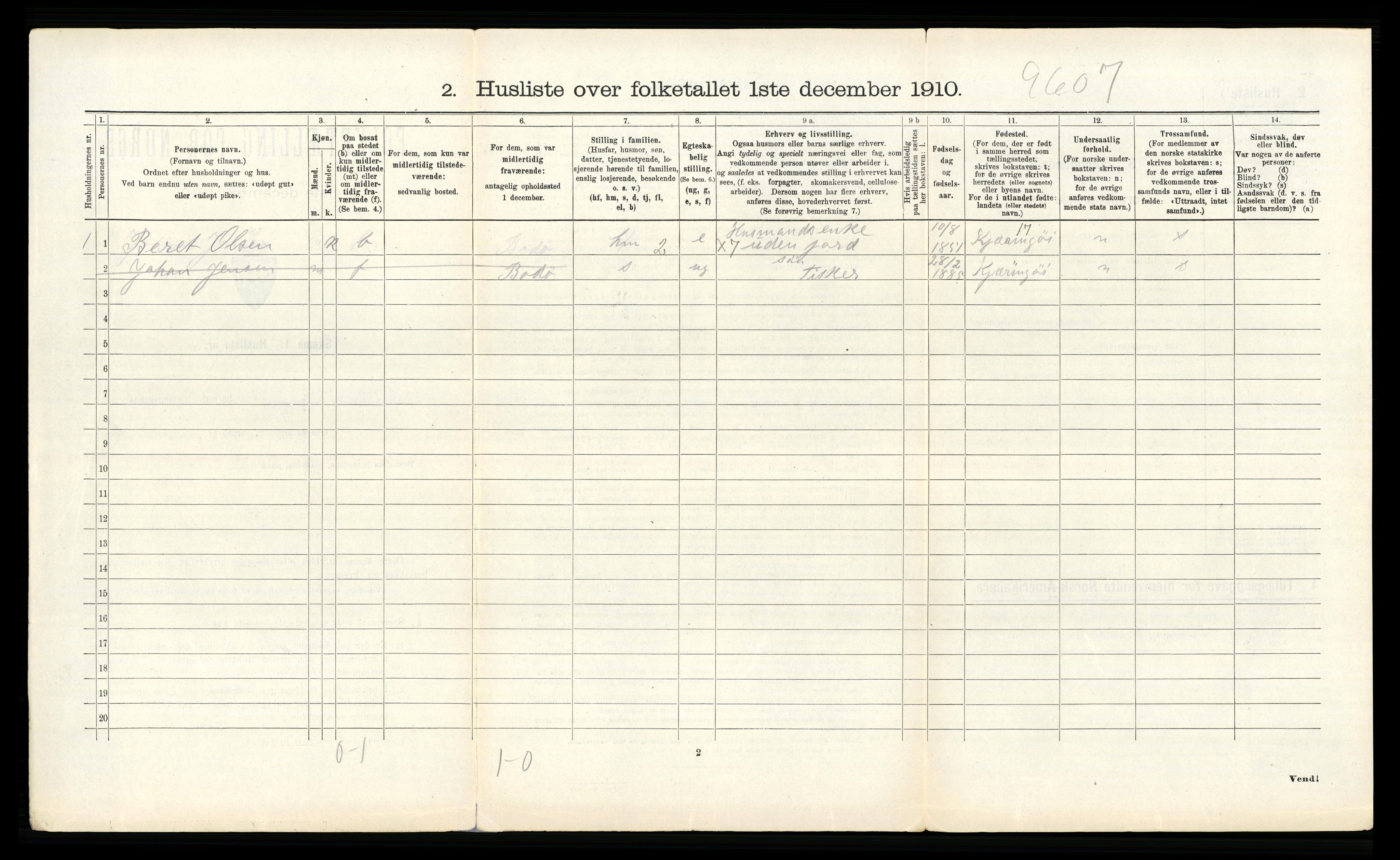 RA, 1910 census for Bodin, 1910, p. 222