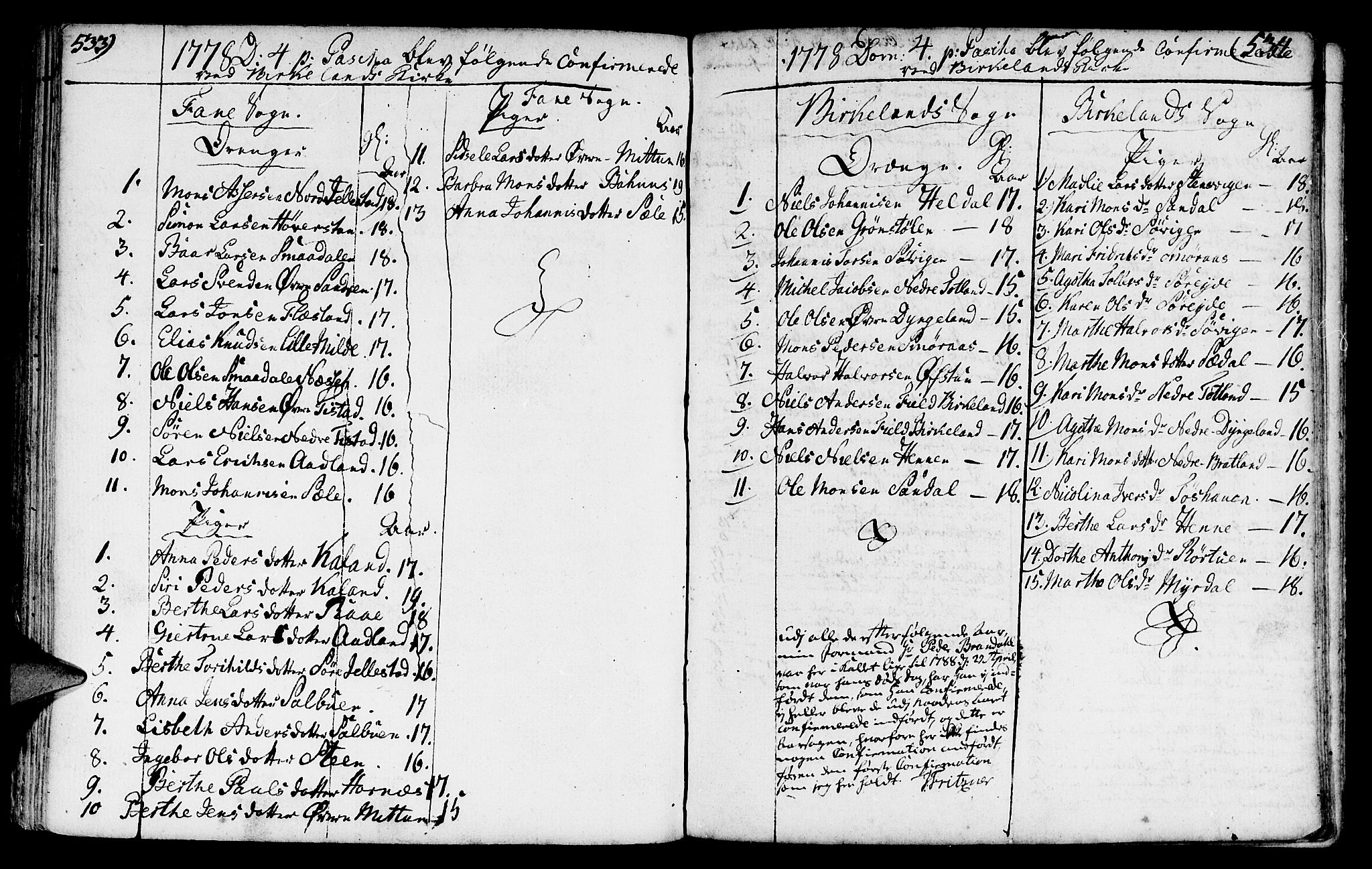 Fana Sokneprestembete, SAB/A-75101/H/Haa/Haaa/L0005: Parish register (official) no. A 5, 1773-1799, p. 533-534