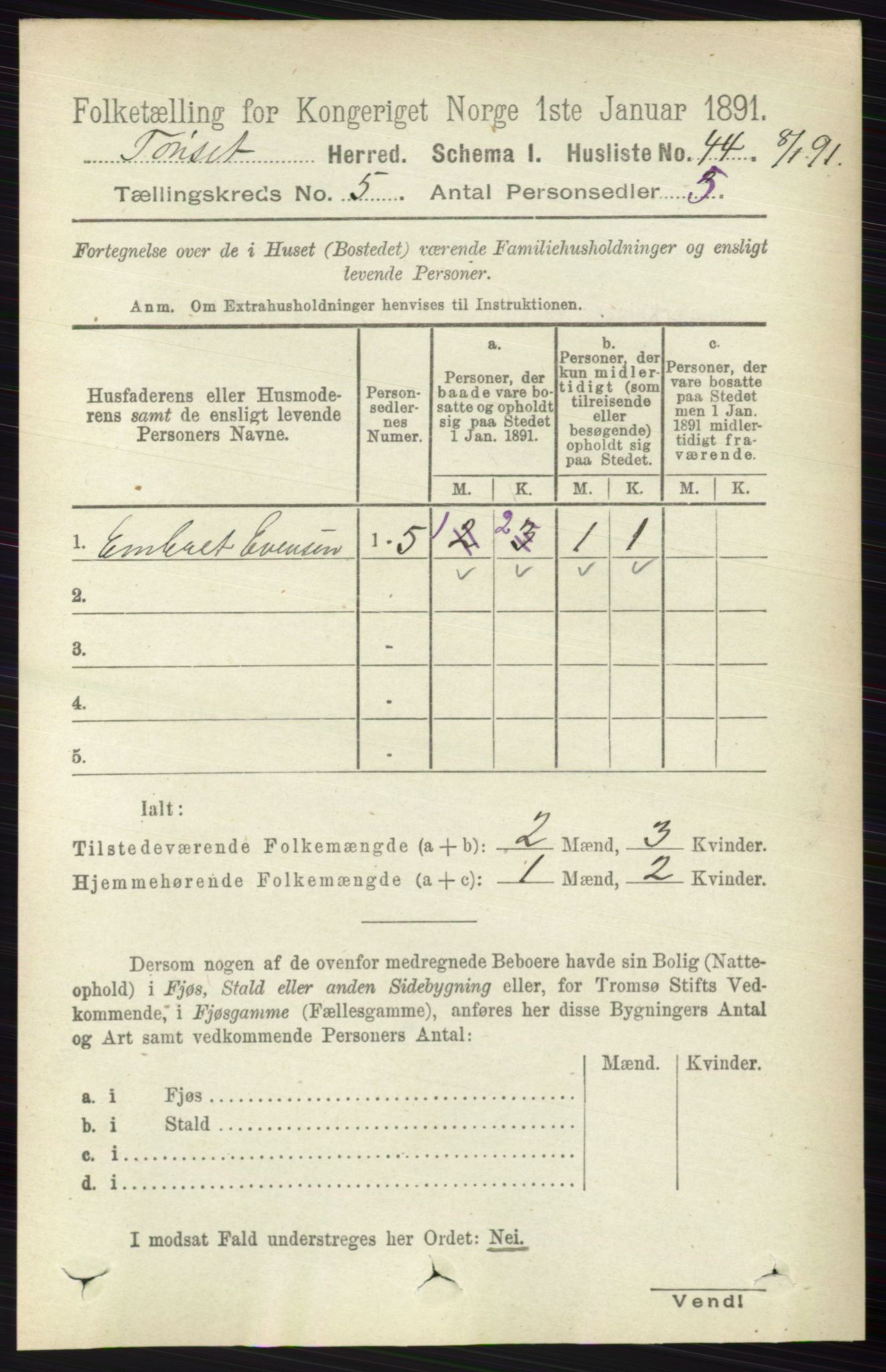 RA, 1891 census for 0437 Tynset, 1891, p. 1057