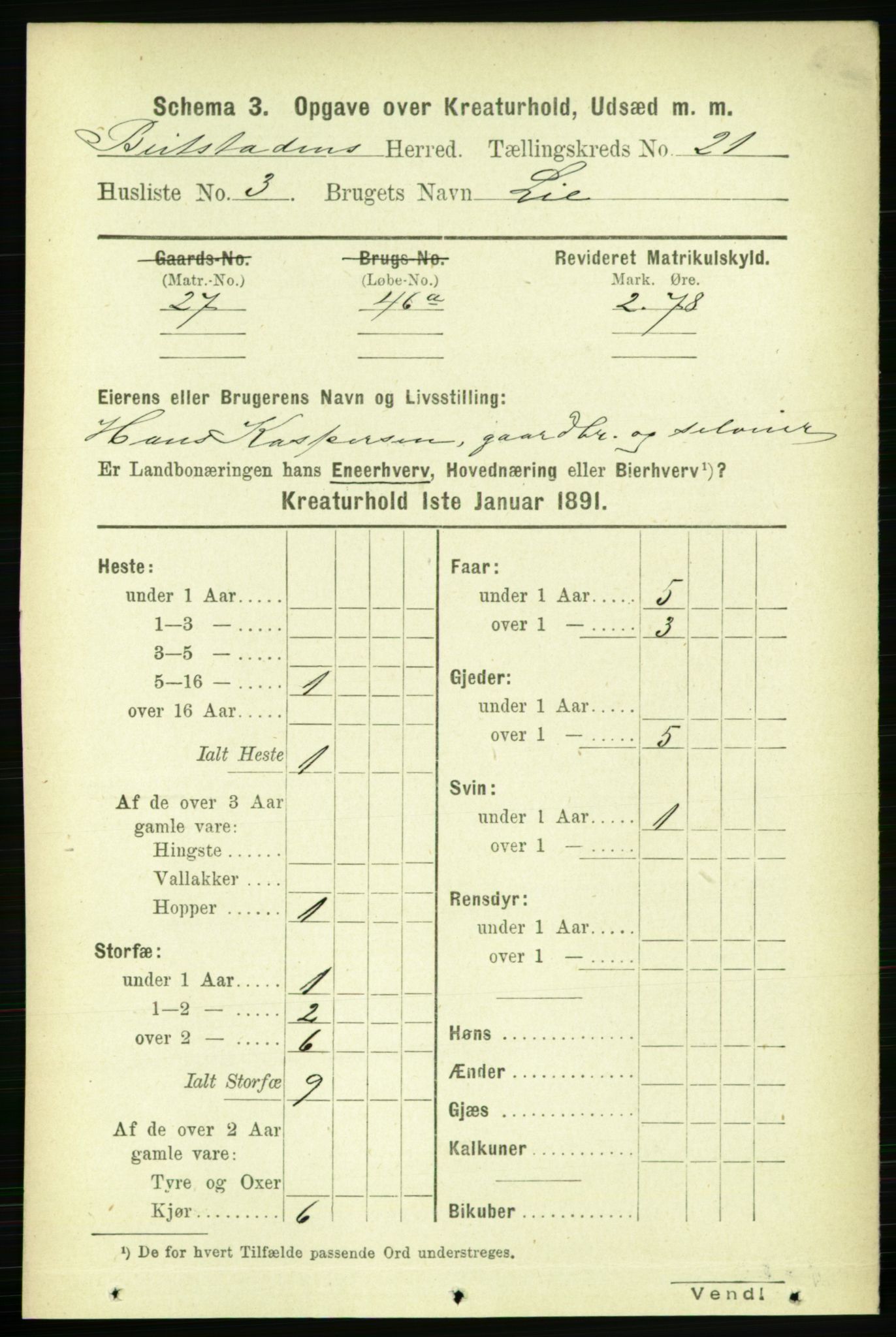 RA, 1891 census for 1727 Beitstad, 1891, p. 7005