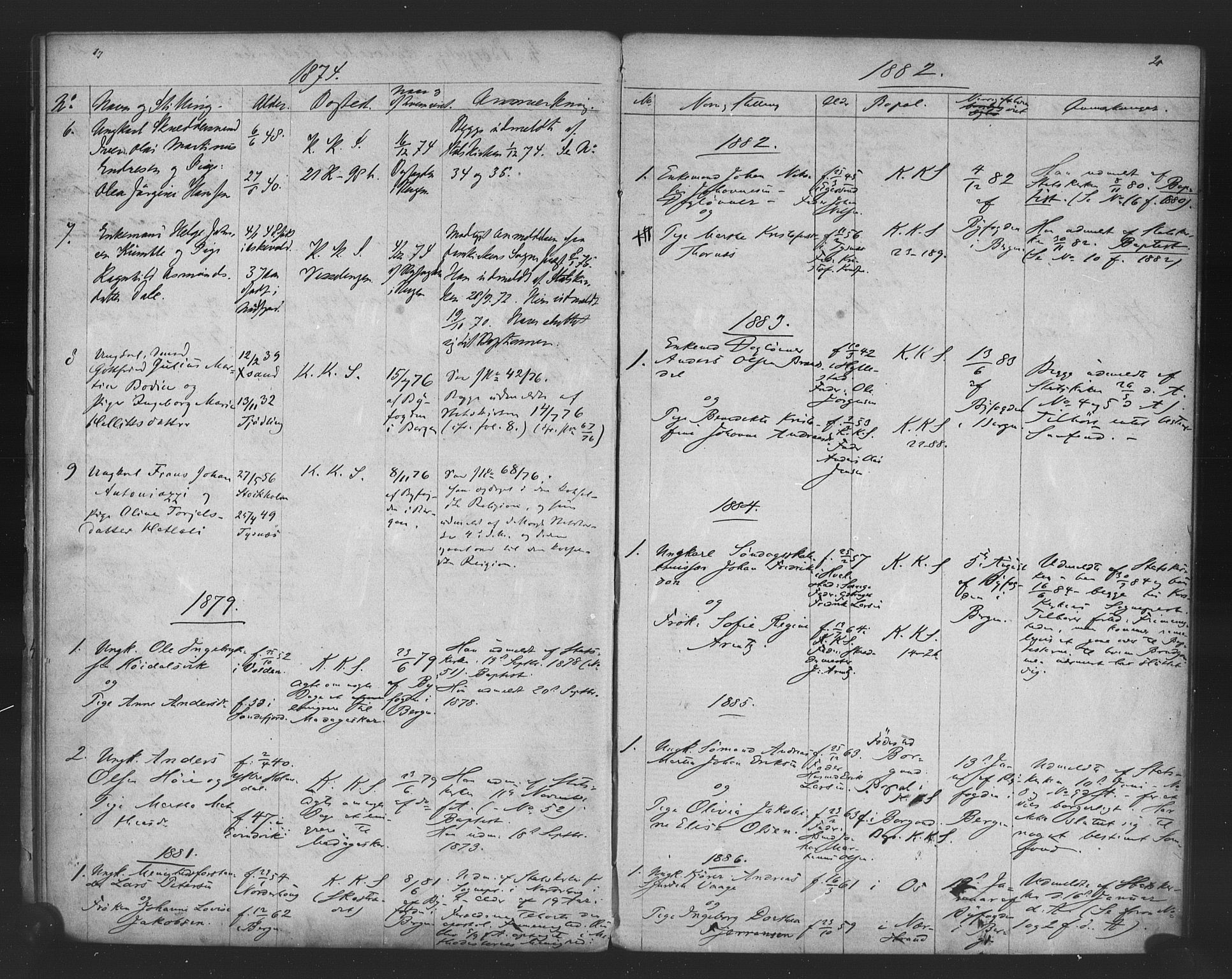 Korskirken sokneprestembete, AV/SAB-A-76101/H/Haa/L0051: Parish register (official) no. G 1, 1871-1886, p. 21