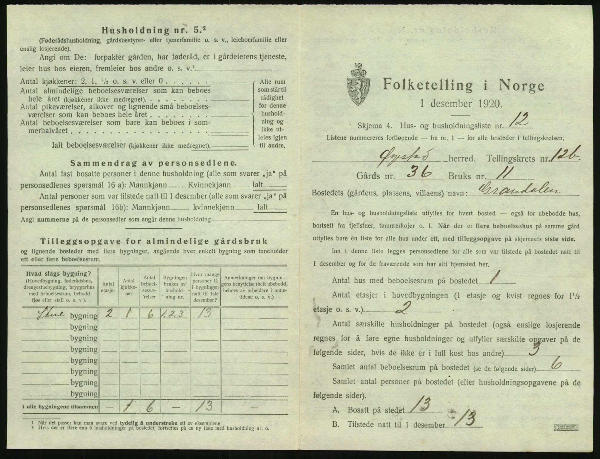 SAK, 1920 census for Øyestad, 1920, p. 1238