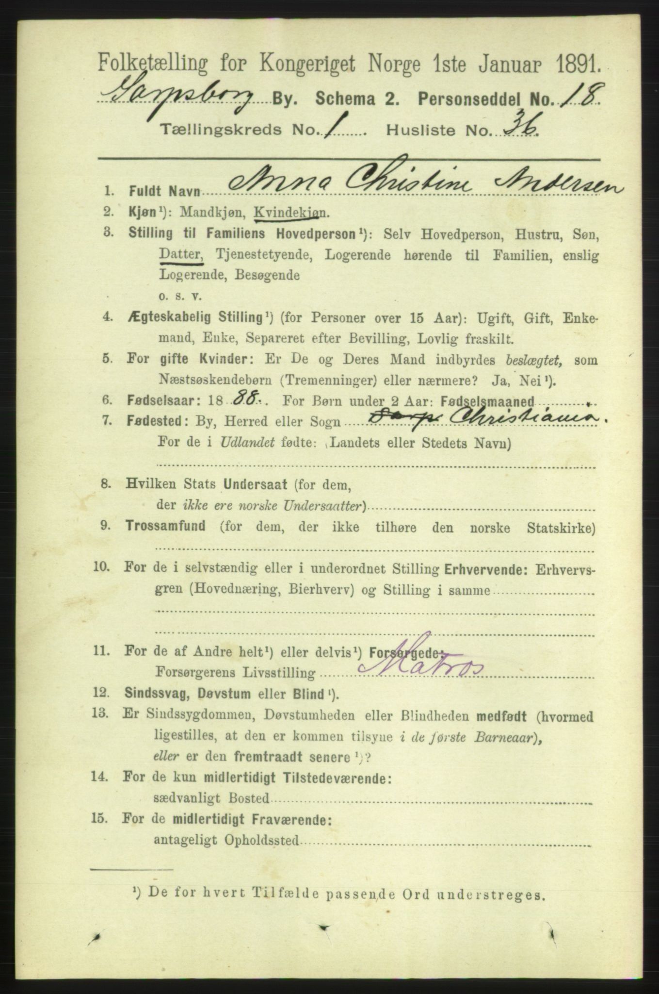 RA, 1891 census for 0102 Sarpsborg, 1891, p. 541