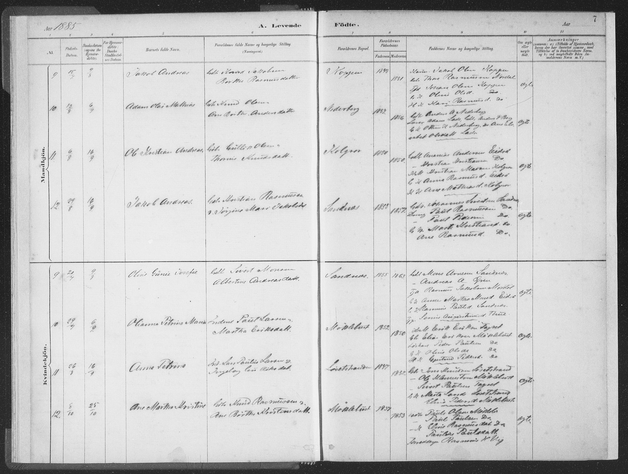 Ministerialprotokoller, klokkerbøker og fødselsregistre - Møre og Romsdal, AV/SAT-A-1454/502/L0025: Parish register (official) no. 502A03, 1885-1909, p. 7