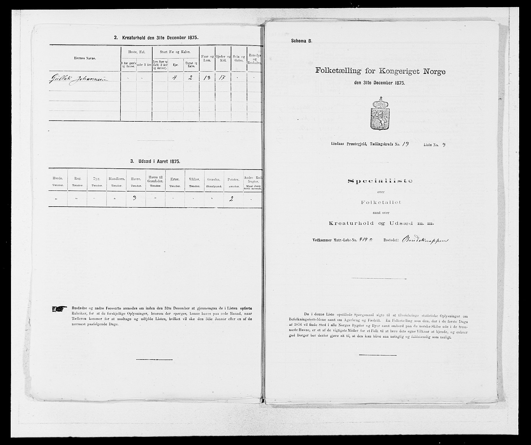 SAB, 1875 census for 1263P Lindås, 1875, p. 1279