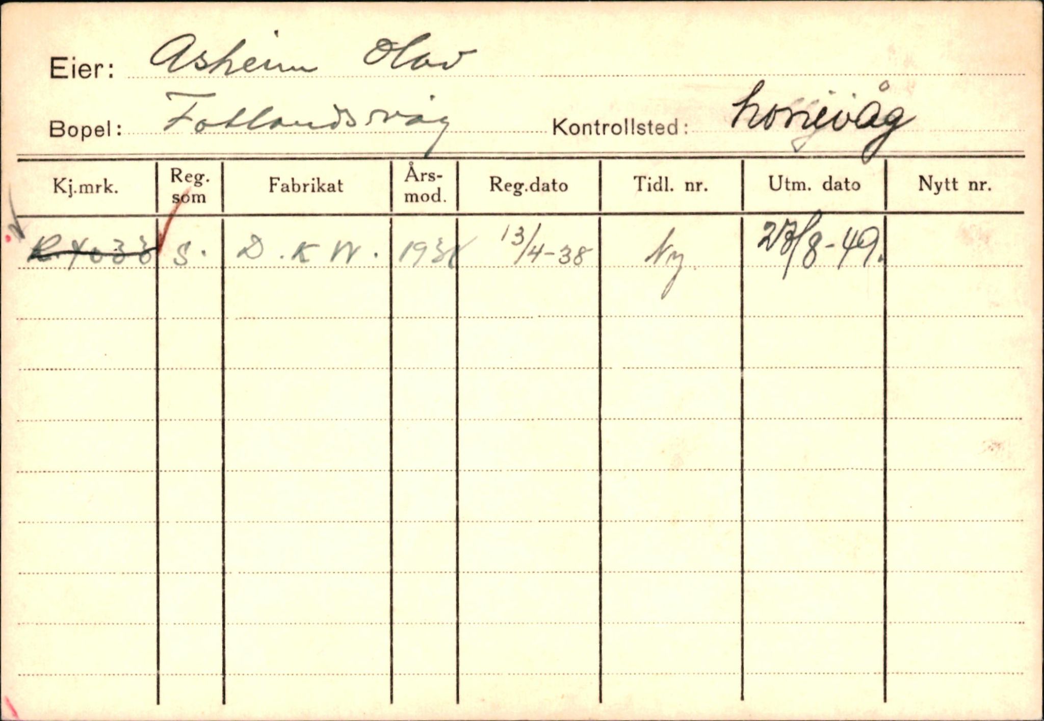 Statens vegvesen, Hordaland vegkontor, AV/SAB-A-5201/2/Ha/L0002: R-eierkort A, 1920-1971, p. 964