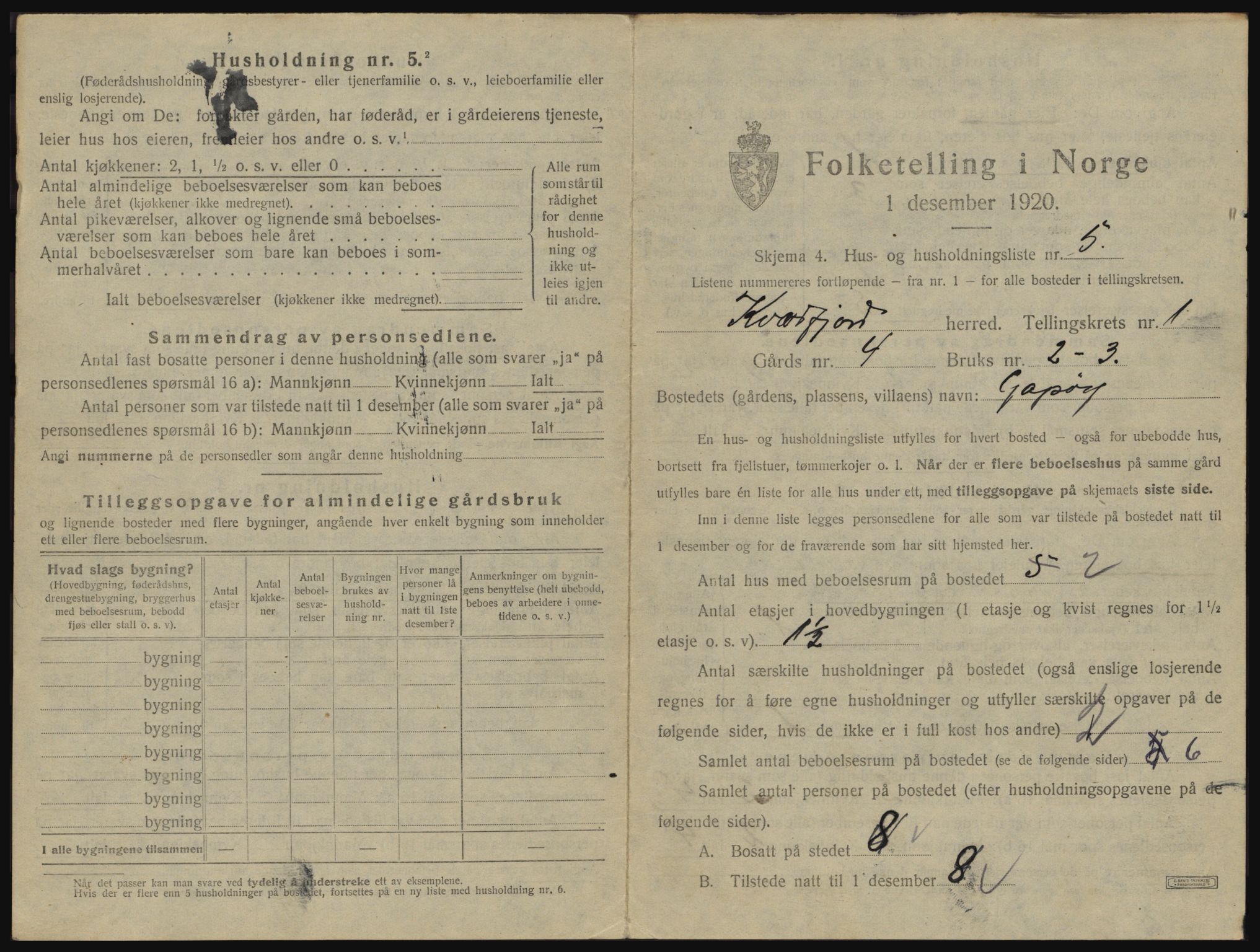 SATØ, 1920 census for Kvæfjord, 1920, p. 79