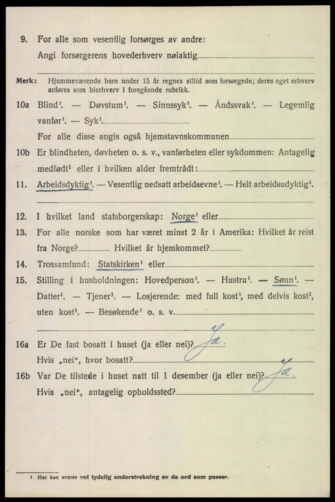 SAH, 1920 census for Tynset, 1920, p. 1615