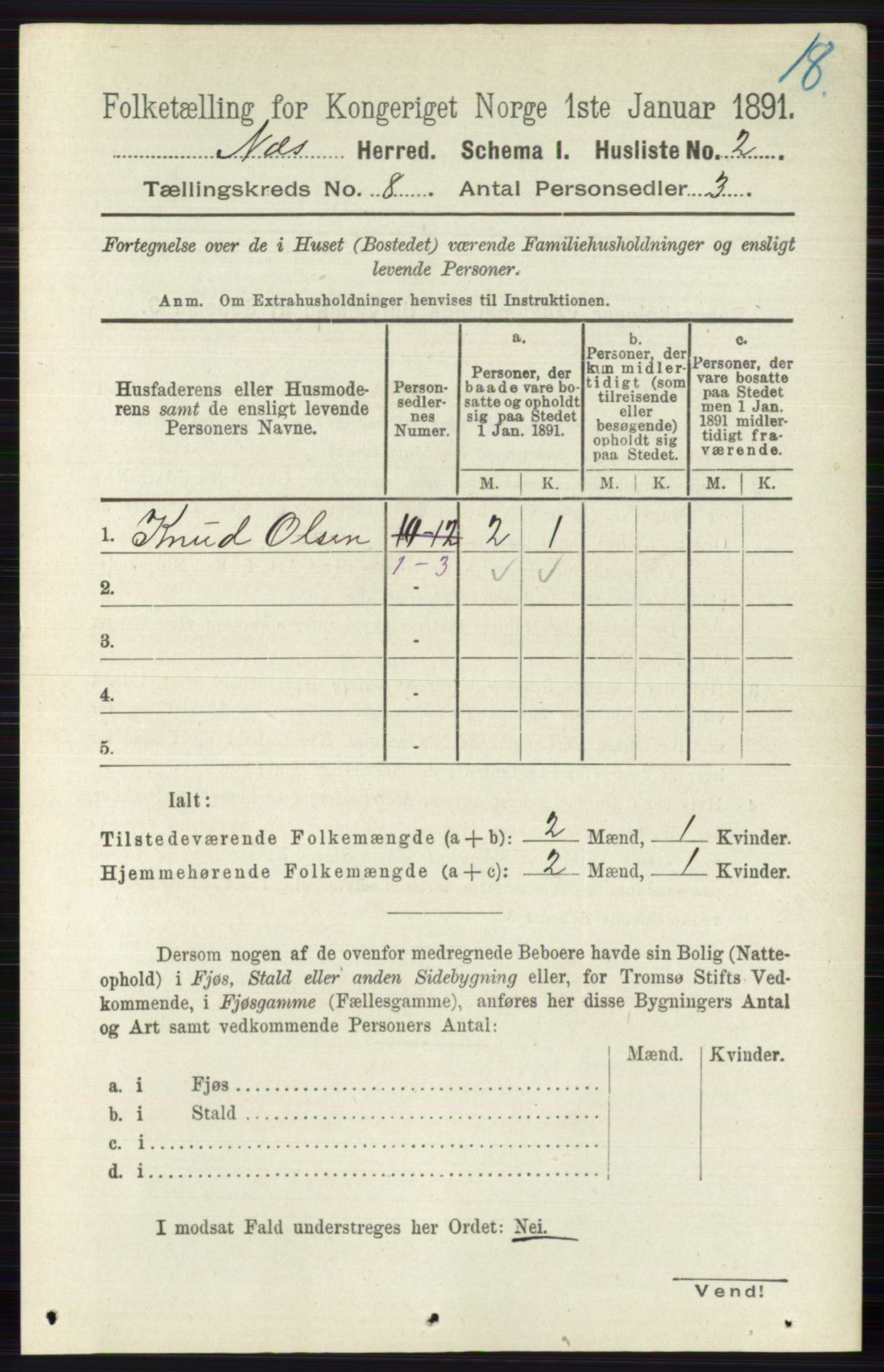 RA, 1891 census for 0616 Nes, 1891, p. 4049