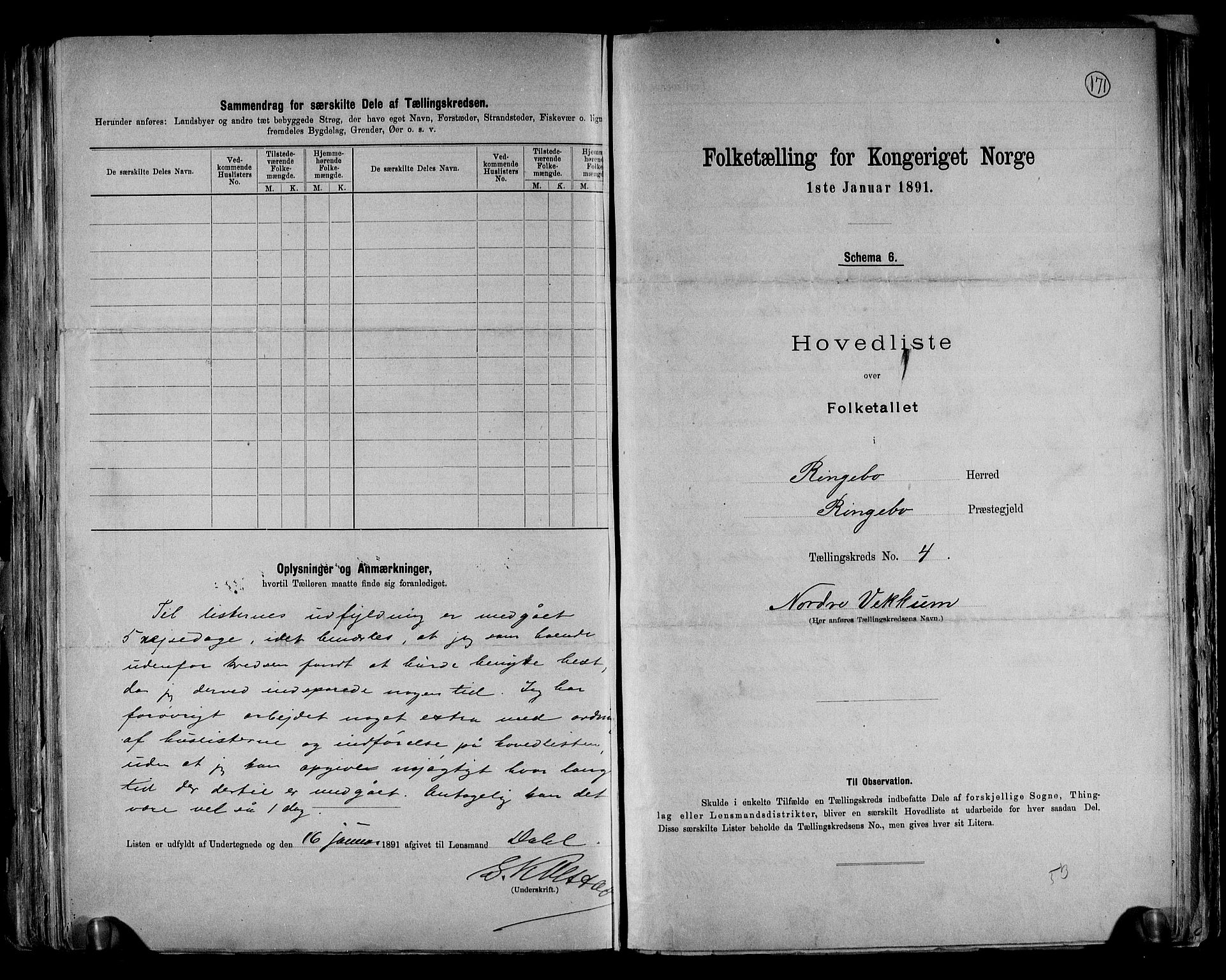 RA, 1891 census for 0520 Ringebu, 1891, p. 13