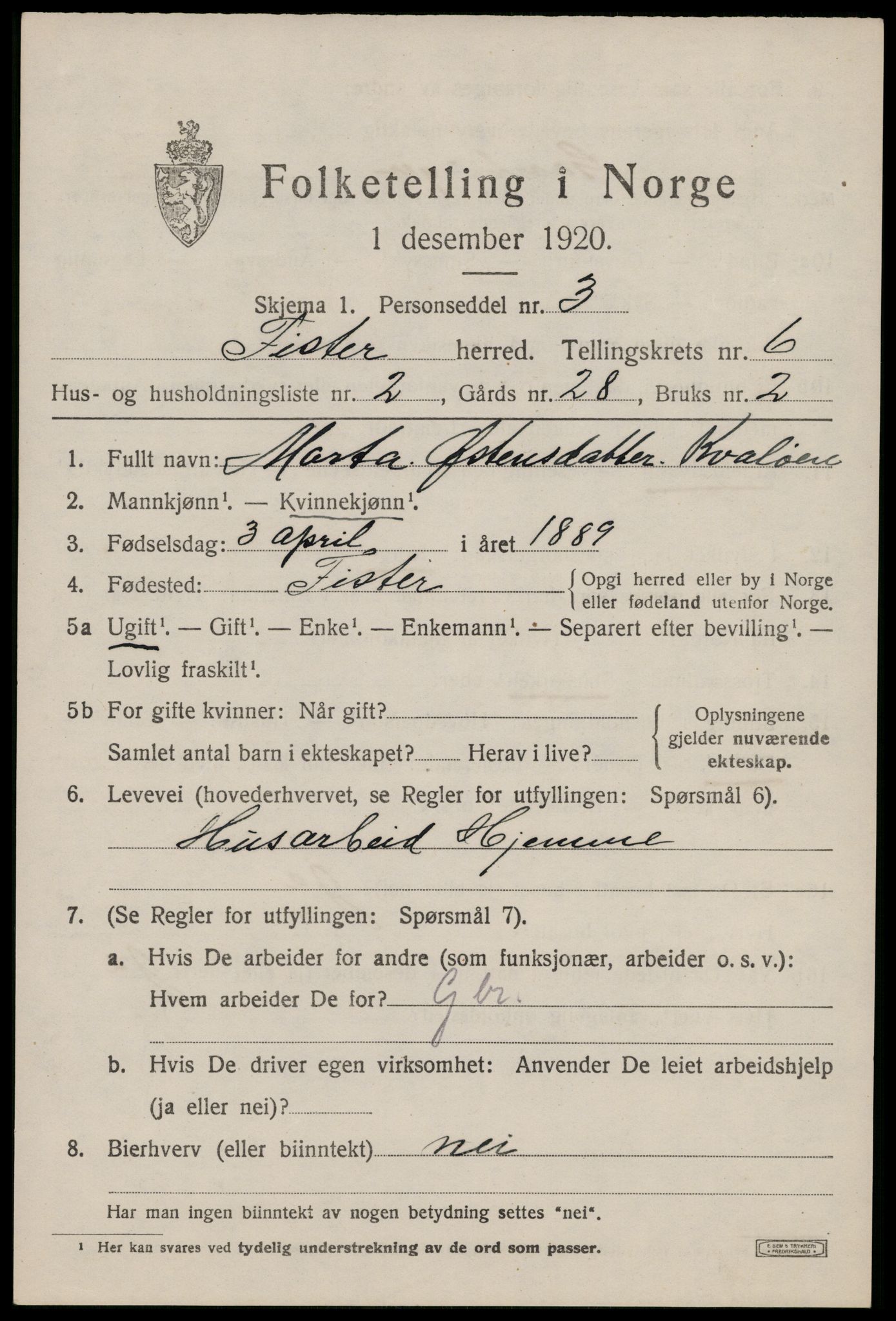 SAST, 1920 census for Fister, 1920, p. 1783