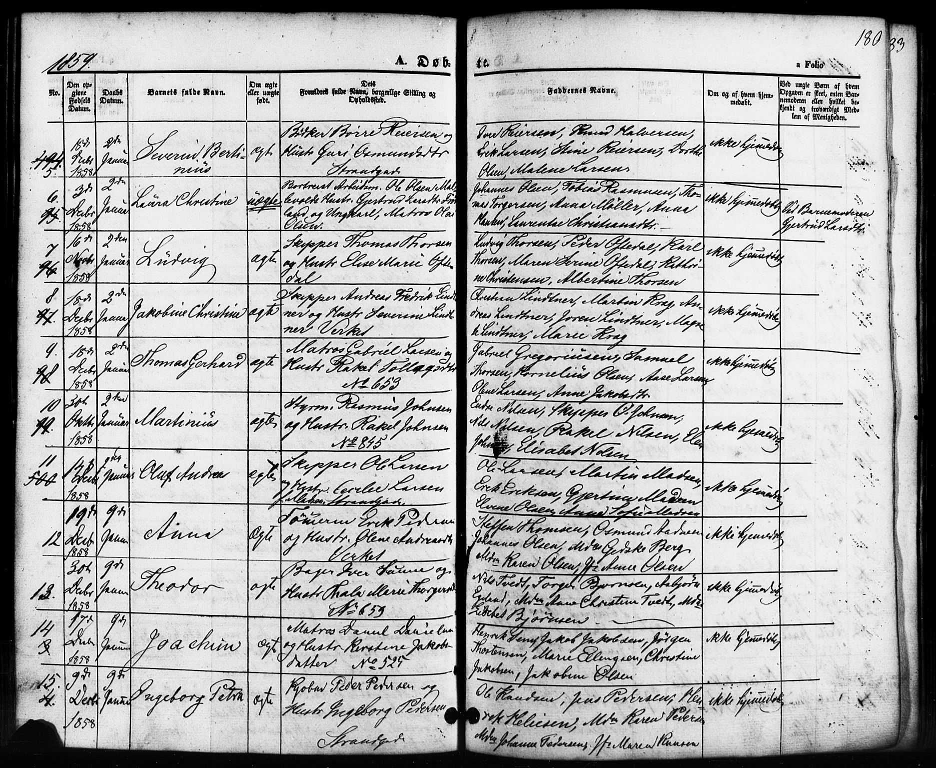 Domkirken sokneprestkontor, SAST/A-101812/001/30/30BB/L0010: Parish register (copy) no. B 10, 1855-1860, p. 180