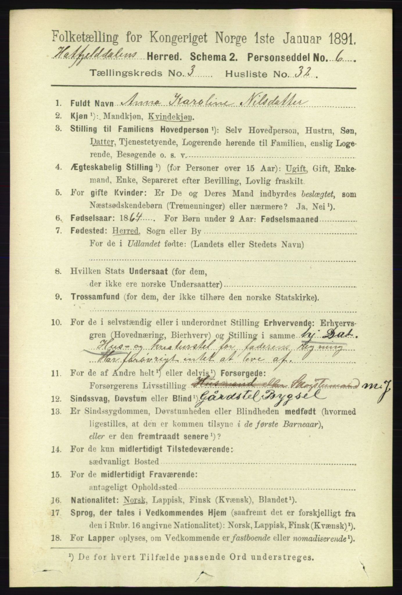 RA, 1891 census for 1826 Hattfjelldal, 1891, p. 890