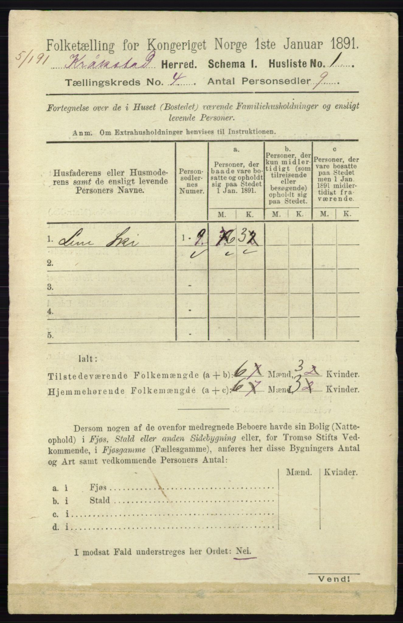 RA, 1891 census for 0212 Kråkstad, 1891, p. 1620