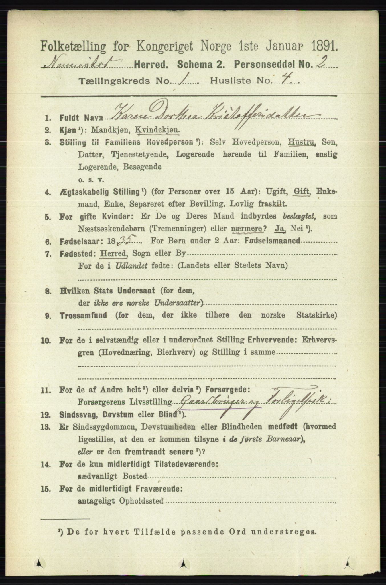 RA, 1891 census for 0238 Nannestad, 1891, p. 141