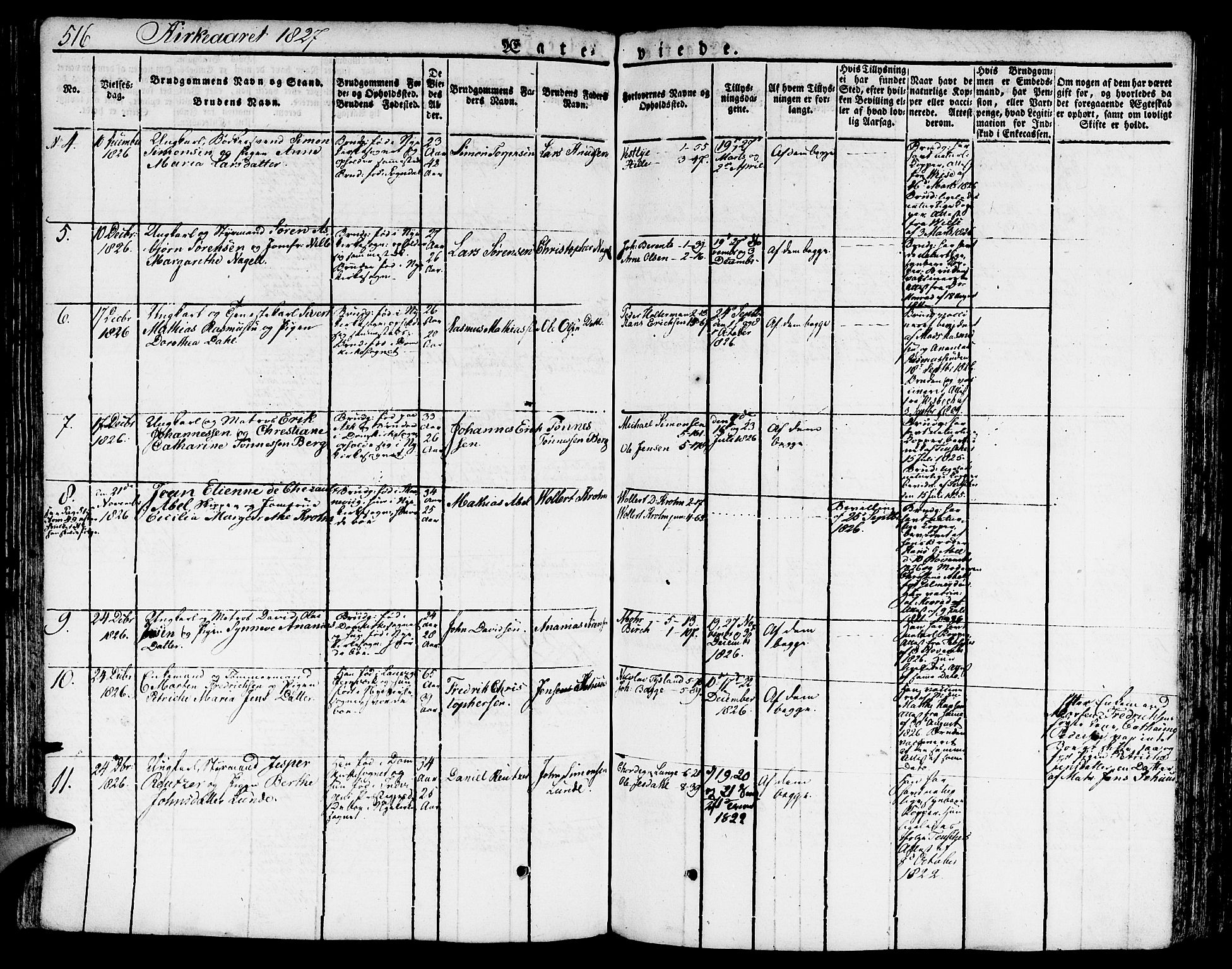 Nykirken Sokneprestembete, AV/SAB-A-77101/H/Hab: Parish register (copy) no. A 5II, 1821-1843, p. 516