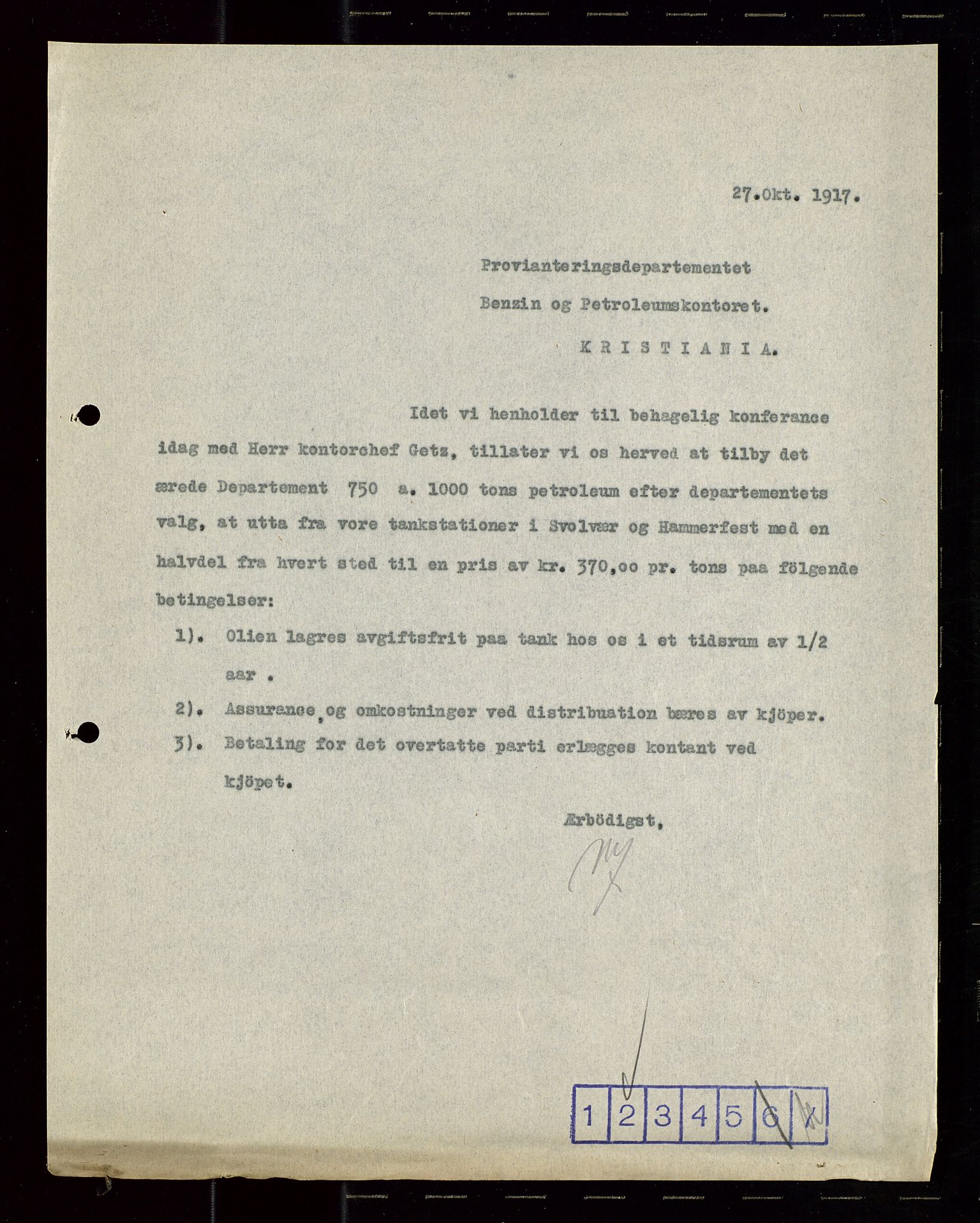 Pa 1521 - A/S Norske Shell, AV/SAST-A-101915/E/Ea/Eaa/L0020: Sjefskorrespondanse, 1917, p. 29