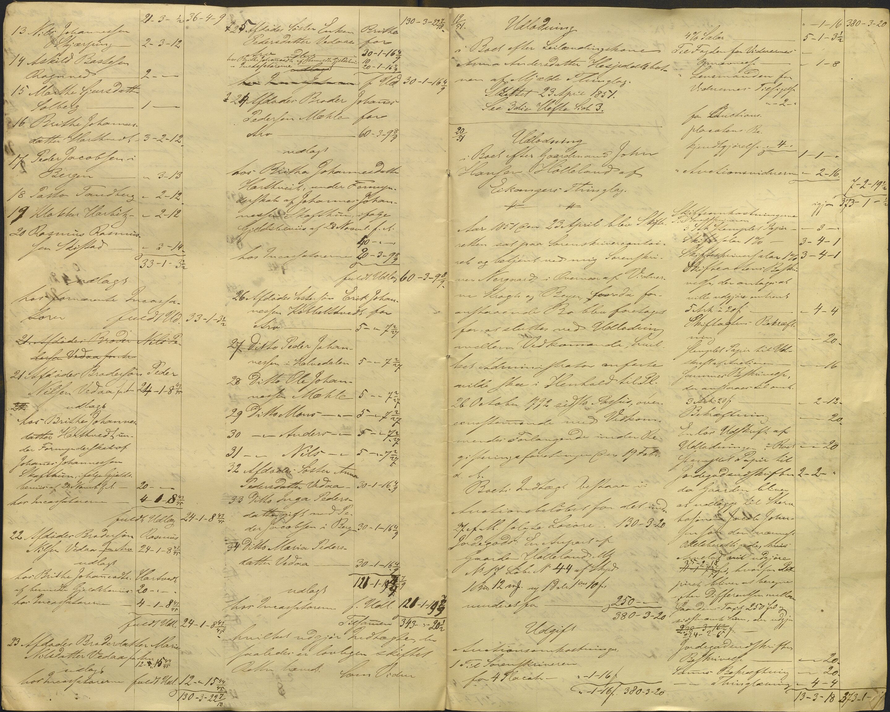 Nordhordland sorenskrivar, AV/SAB-A-2901/1/H/Hd/Hdb/L0001: Konsept til utlodningar, 1850-1852, p. 315