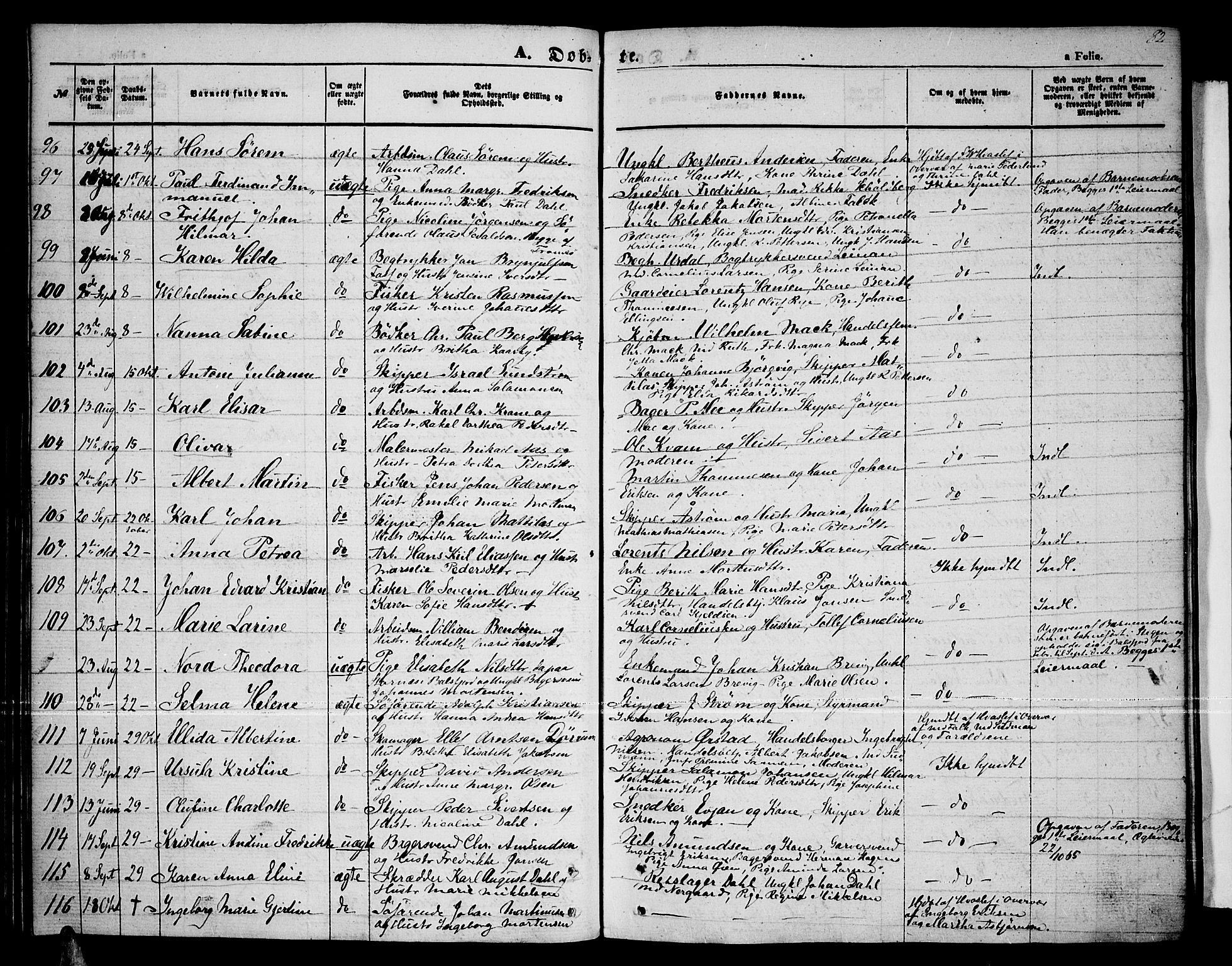 Tromsø sokneprestkontor/stiftsprosti/domprosti, AV/SATØ-S-1343/G/Gb/L0006klokker: Parish register (copy) no. 6, 1857-1866, p. 82