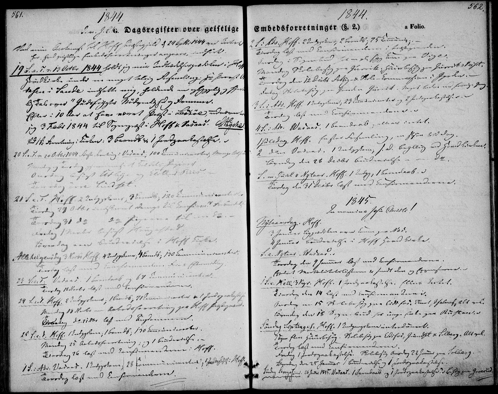 Hof kirkebøker, AV/SAKO-A-64/F/Fa/L0005: Parish register (official) no. I 5, 1844-1851, p. 561-562