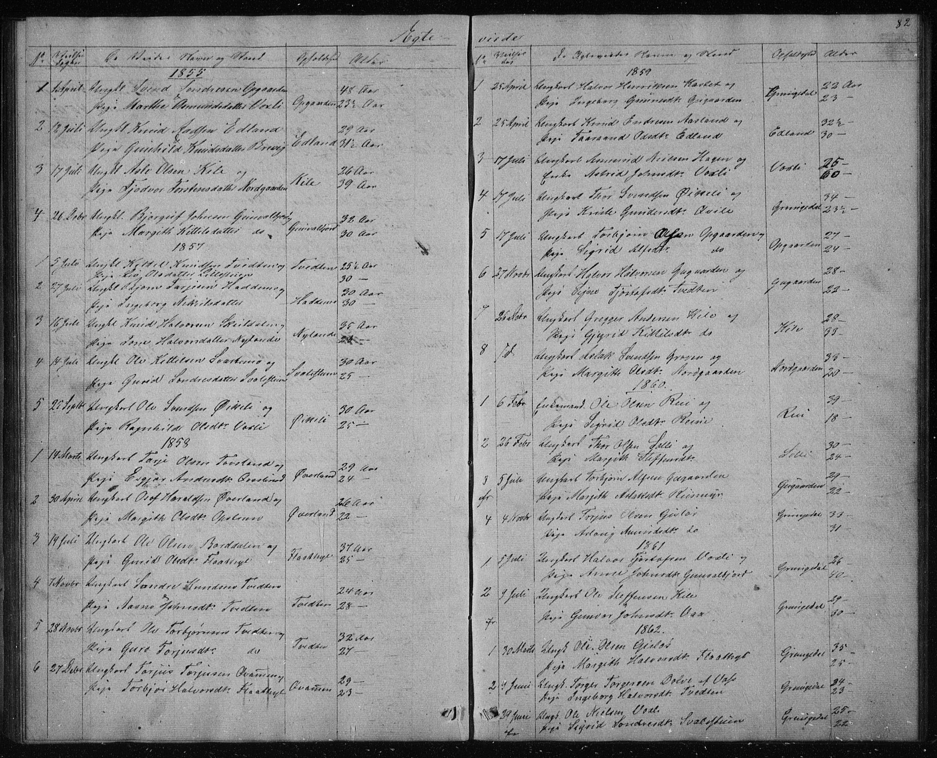 Vinje kirkebøker, SAKO/A-312/G/Gc/L0001: Parish register (copy) no. III 1, 1850-1893, p. 82
