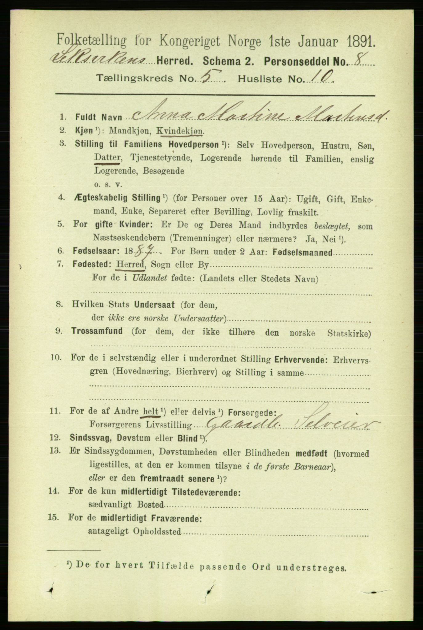 RA, 1891 census for 1718 Leksvik, 1891, p. 2597