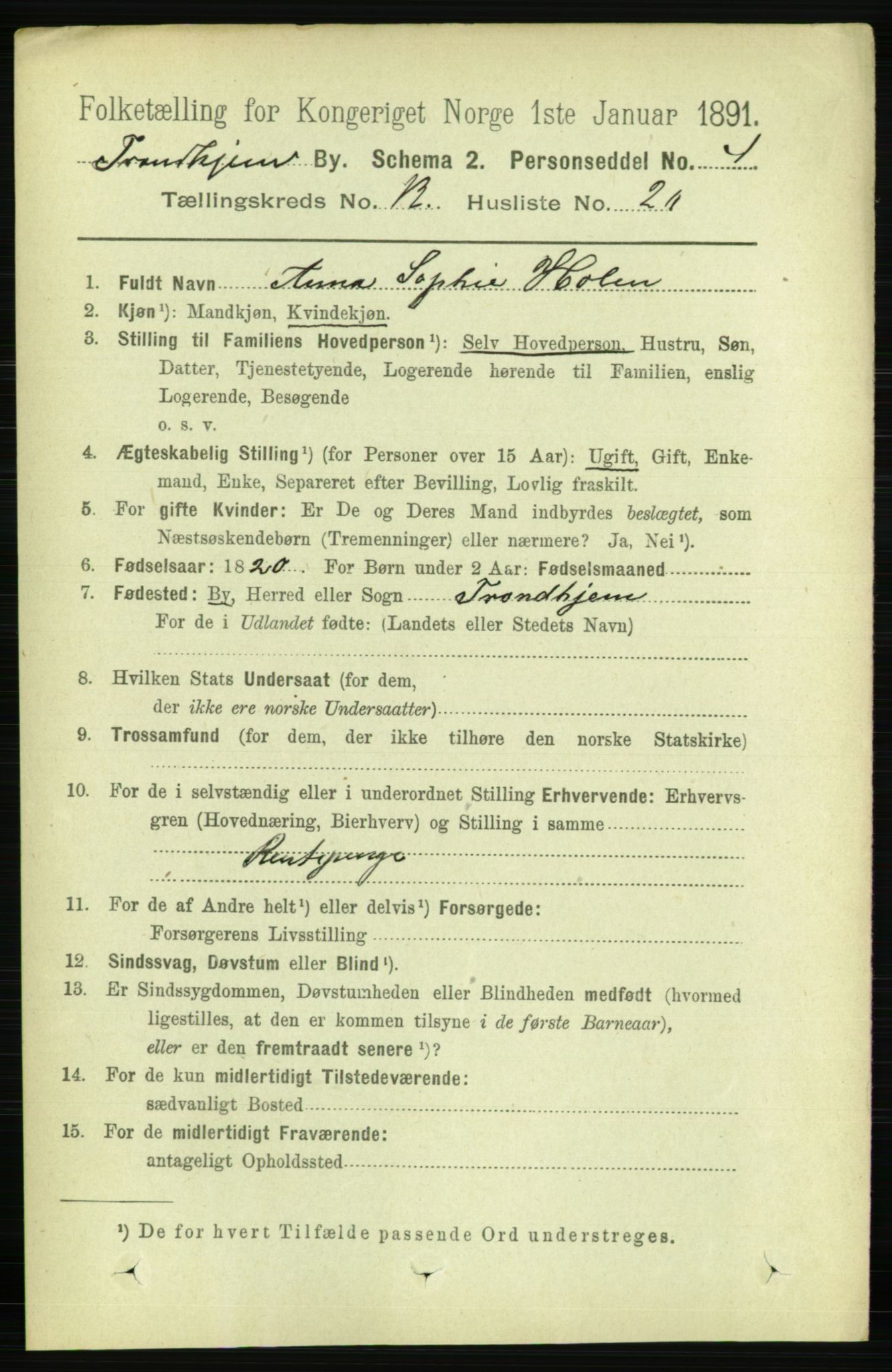 RA, 1891 census for 1601 Trondheim, 1891, p. 9769