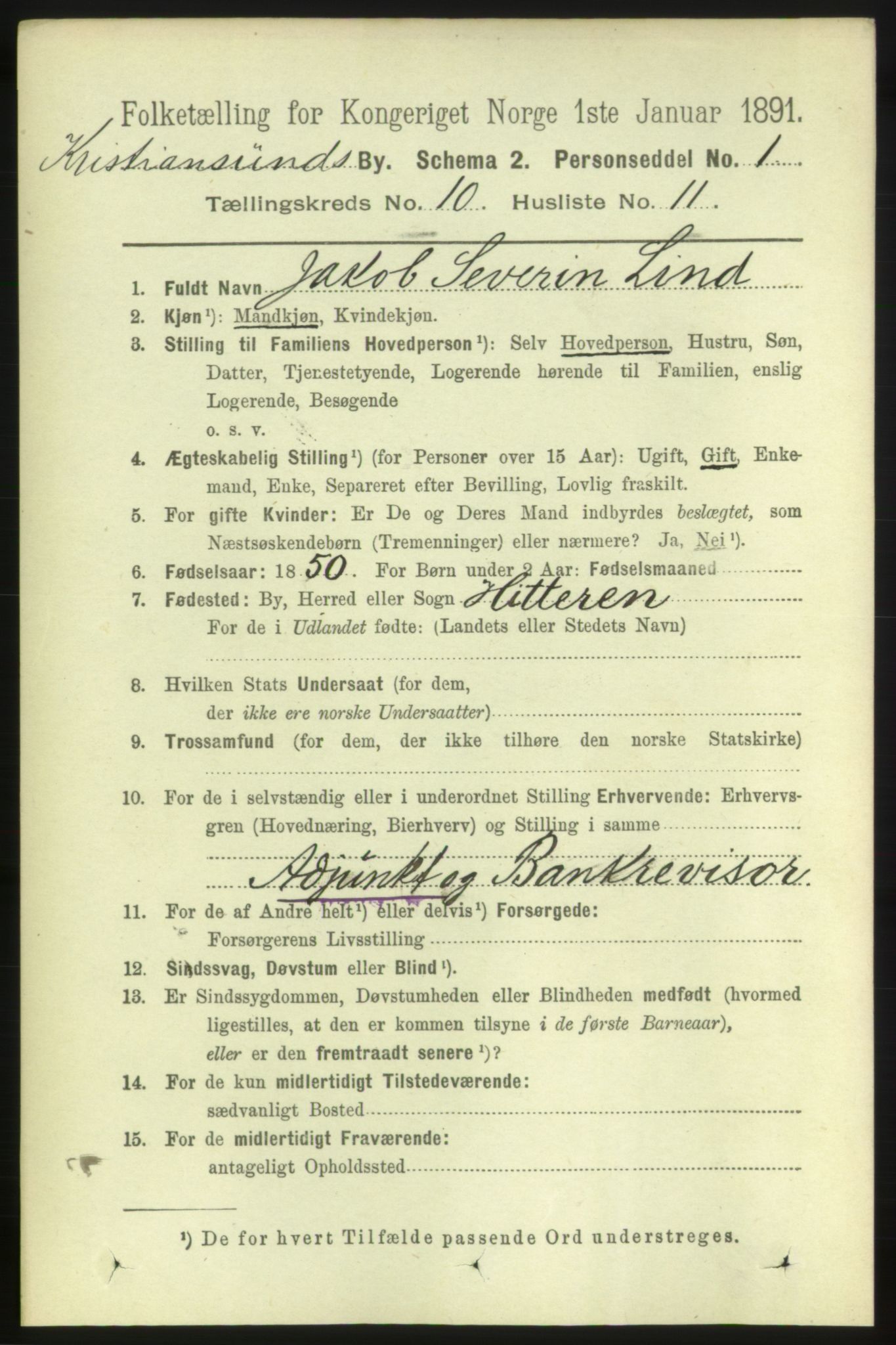 RA, 1891 census for 1503 Kristiansund, 1891, p. 8315