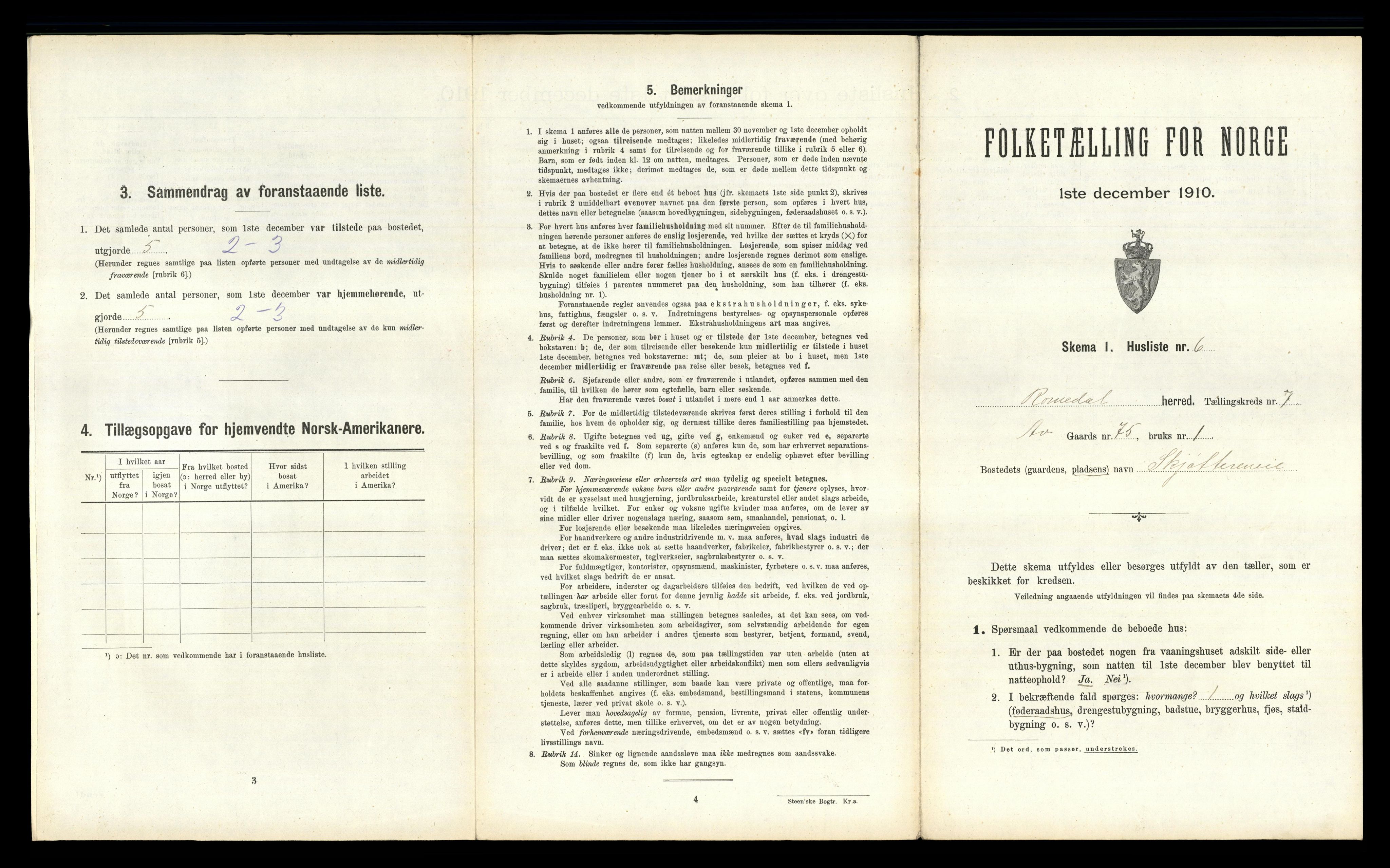 RA, 1910 census for Romedal, 1910, p. 1257