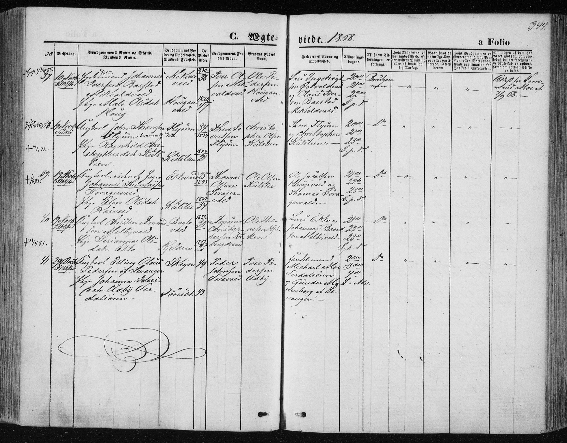Ministerialprotokoller, klokkerbøker og fødselsregistre - Nord-Trøndelag, SAT/A-1458/723/L0241: Parish register (official) no. 723A10, 1860-1869, p. 344