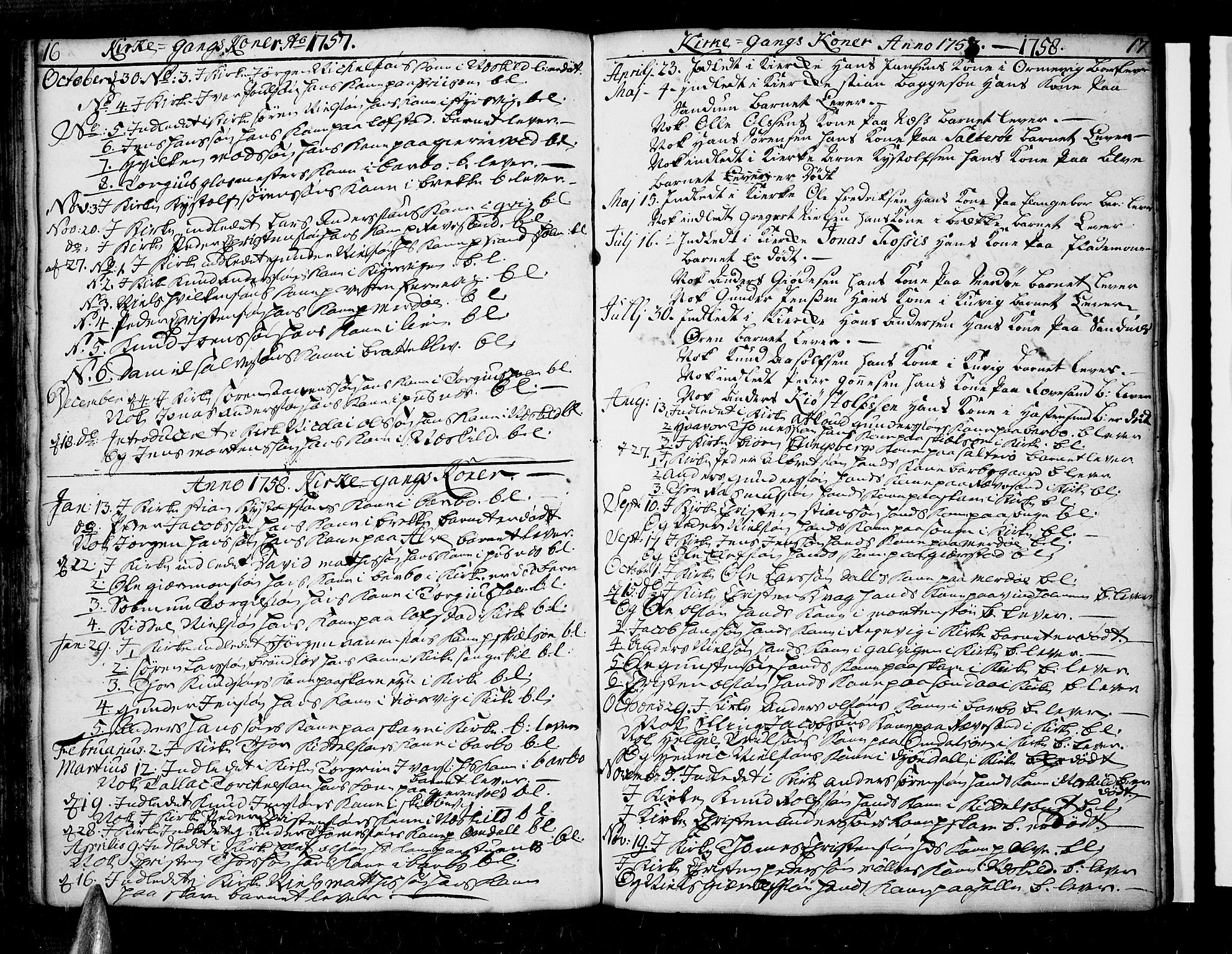 Tromøy sokneprestkontor, SAK/1111-0041/F/Fa/L0001: Parish register (official) no. A 1, 1747-1793, p. 16-17
