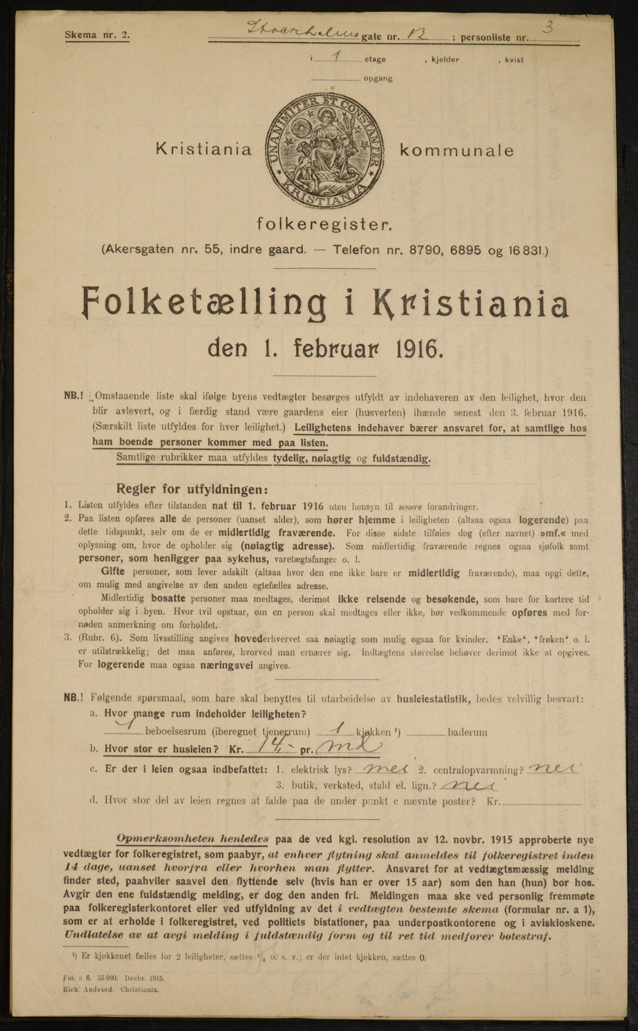 OBA, Municipal Census 1916 for Kristiania, 1916, p. 105386